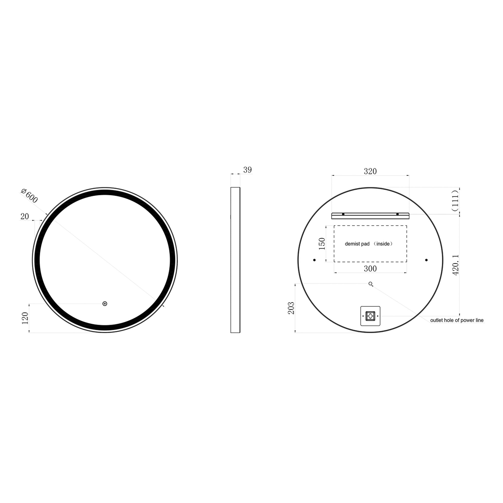 JTP VOS Round LED Mirror 600 x 600mm