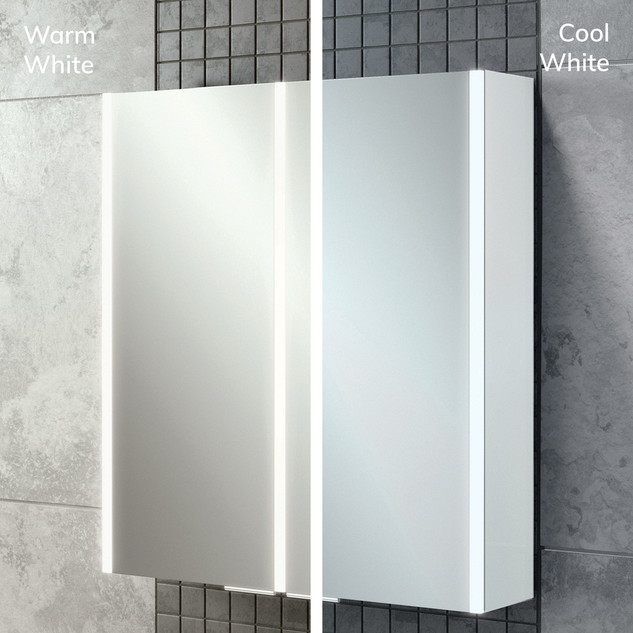 HiB Xenon 80 LED Aluminium Mirror Cabinet 82 x 70cm