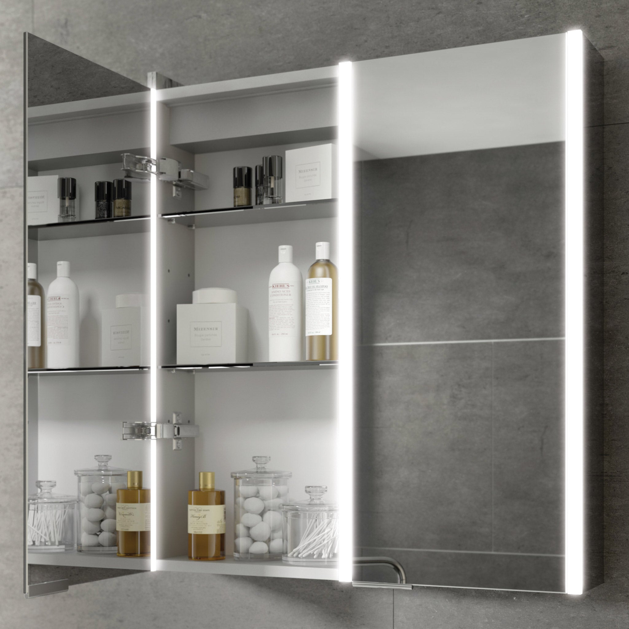 HiB Xenon 80 LED Aluminium Mirror Cabinet 82 x 70cm