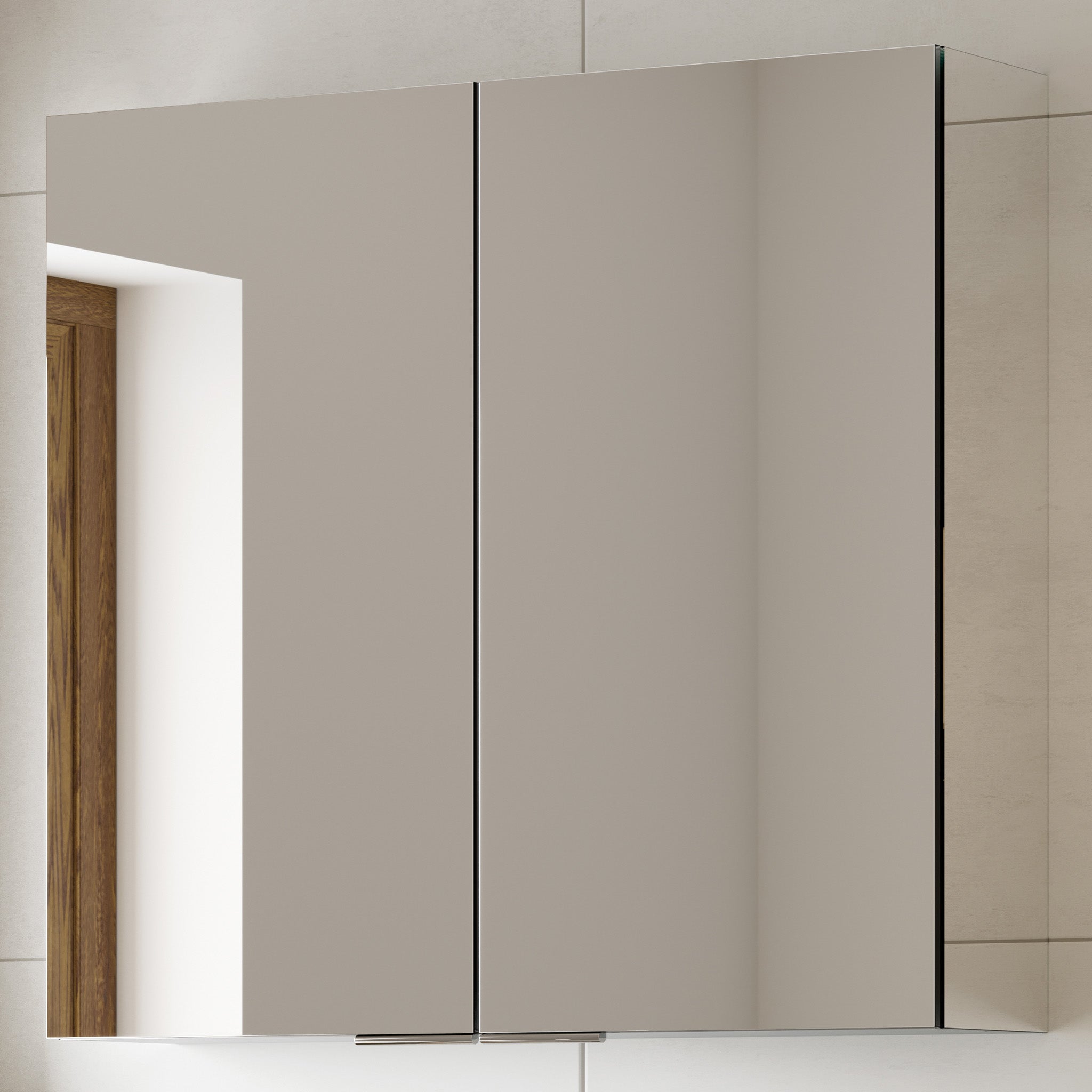 HiB Eris 80 Aluminium Mirror Cabinet 80 x 70cm