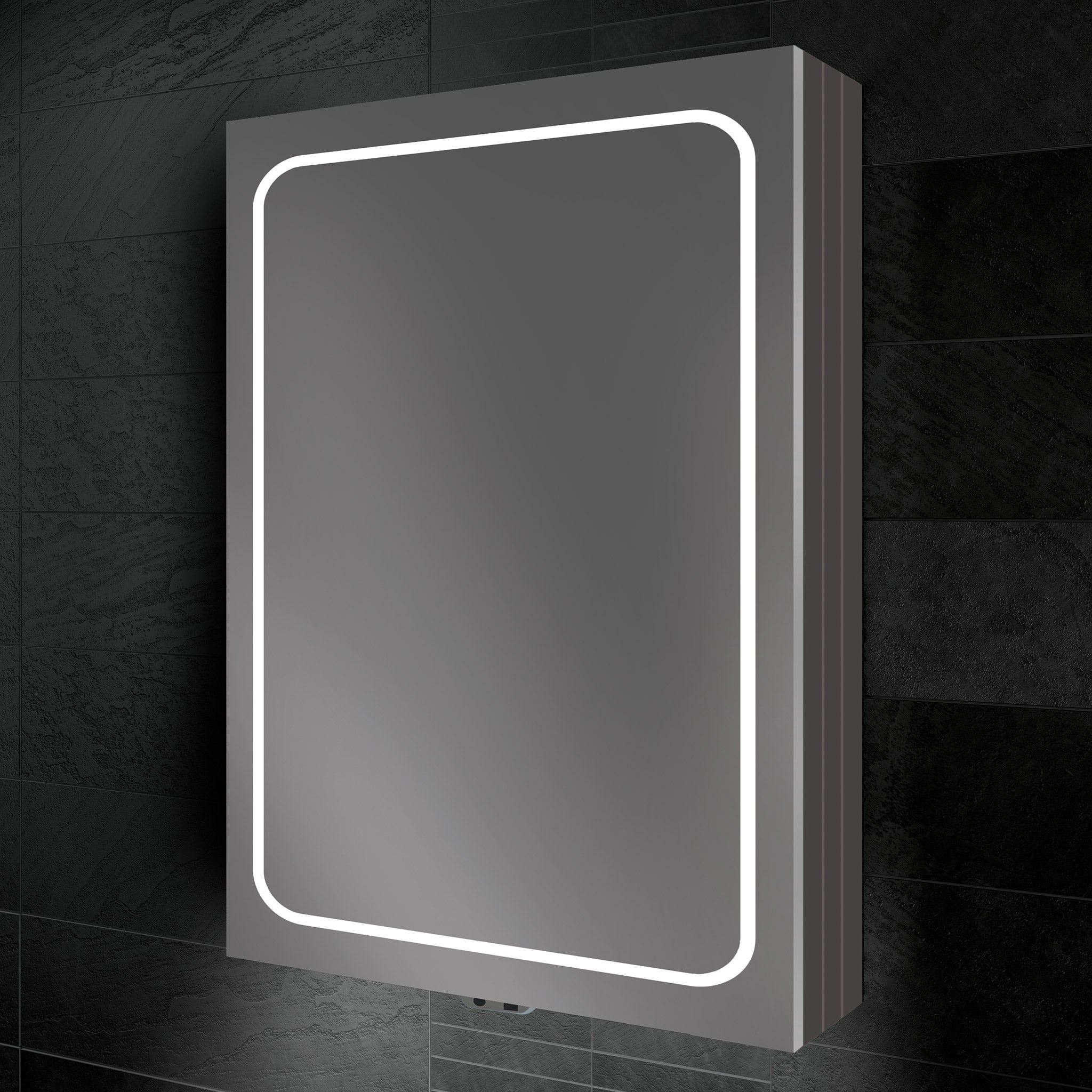 HiB Vapor 50 LED Demisting Aluminium Mirror Cabinet 50 x 70cm