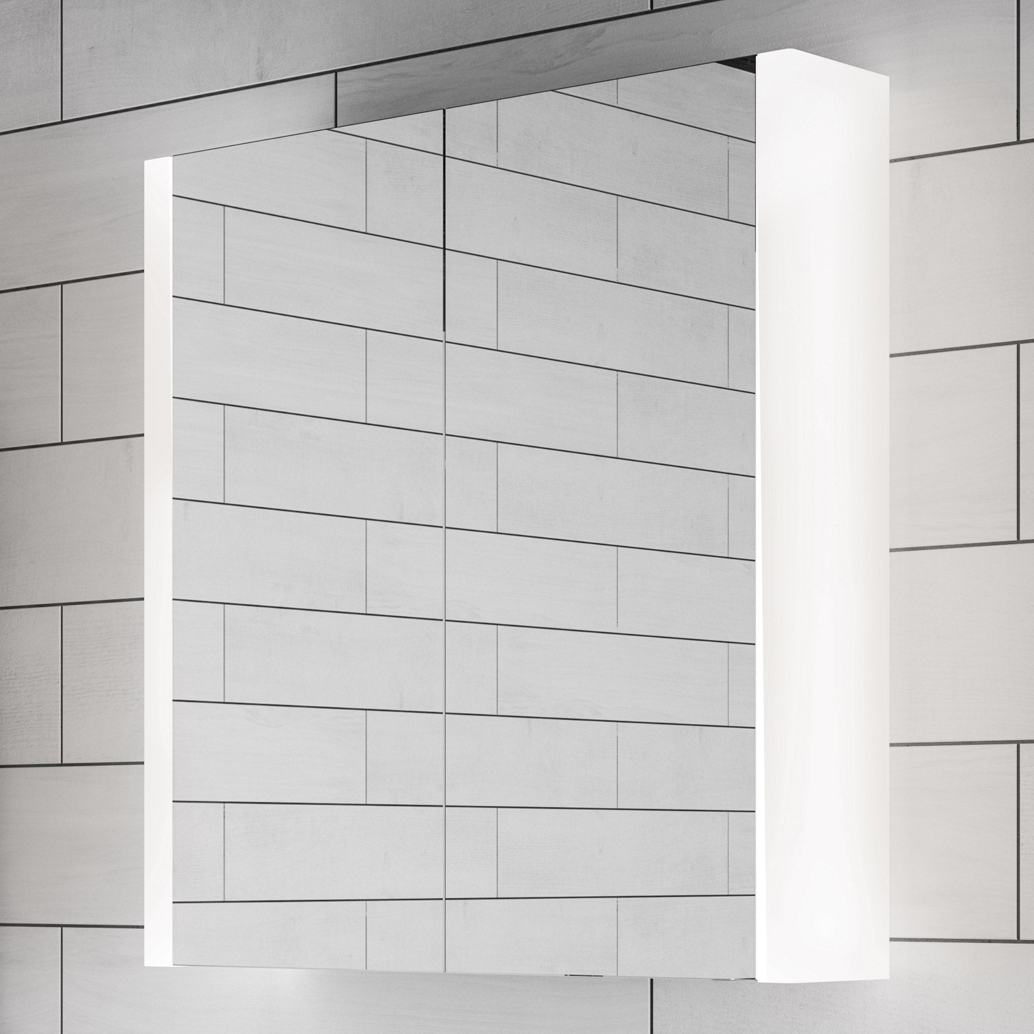 HiB Paragon 60 LED Demisting Aluminium Mirror Cabinet 66.4 x 70cm