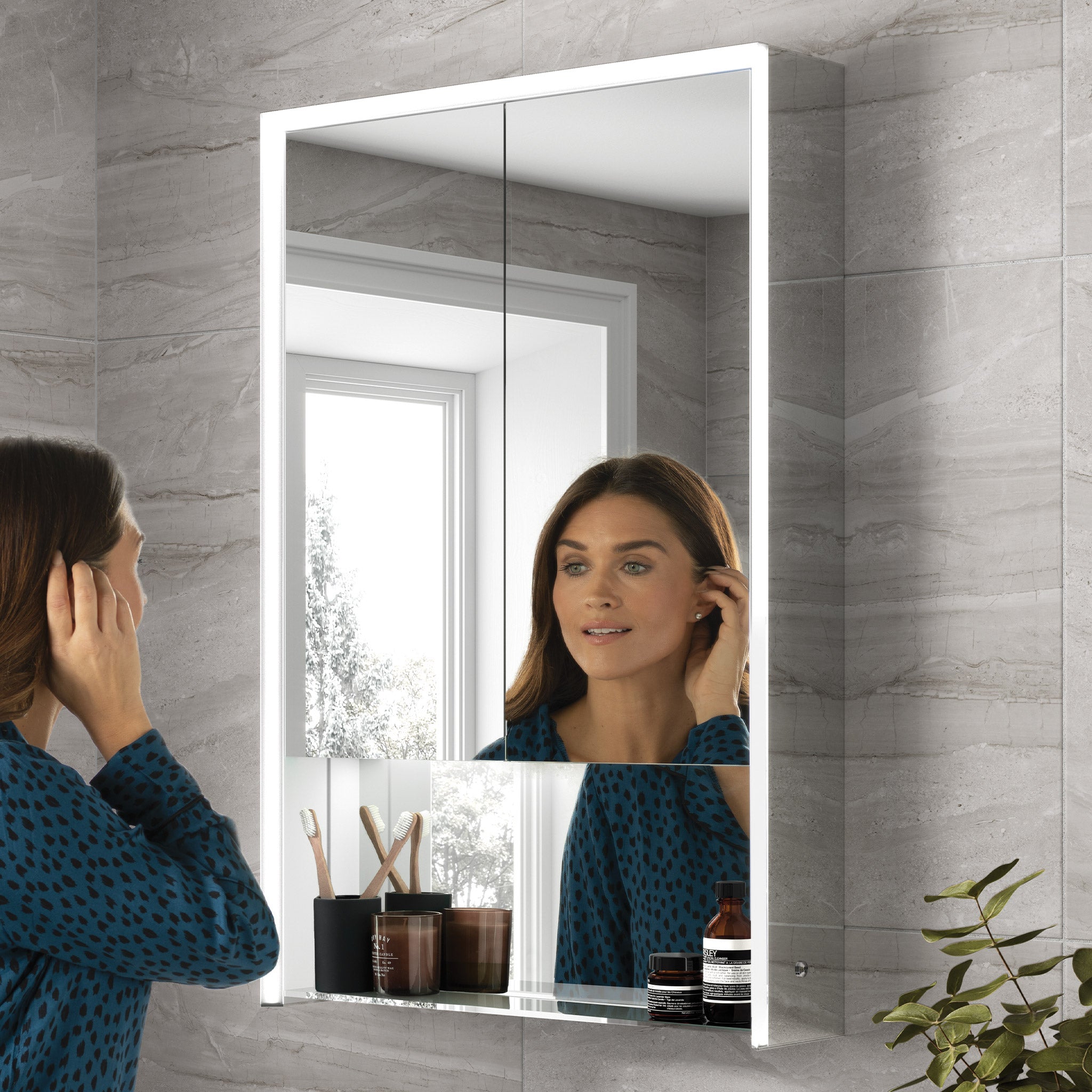 HiB Verve 60 LED Aluminium Mirror Cabinet 60 x 90cm