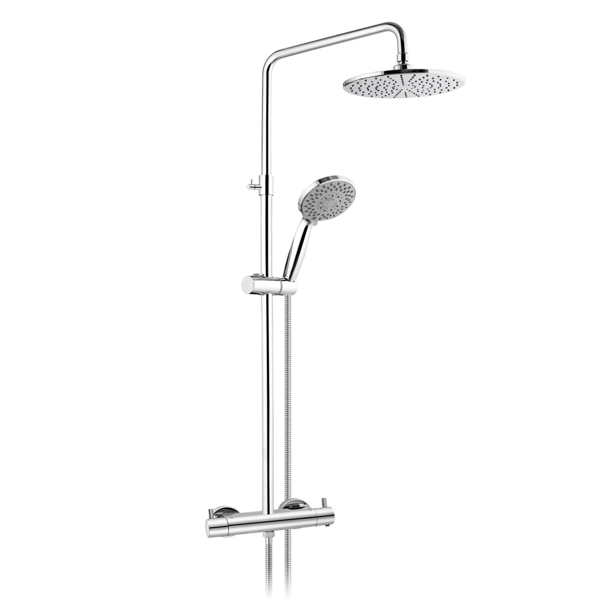 JTP Florence Thermostatic Bar Shower Valve With 2 Outlets Adjustable Riser & Shower Kit