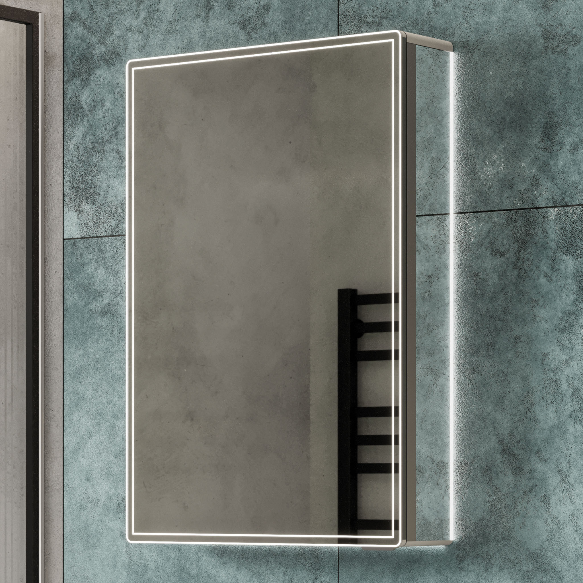 HiB Isoe 50 LED Aluminium Mirror Cabinet 50 x 70cm