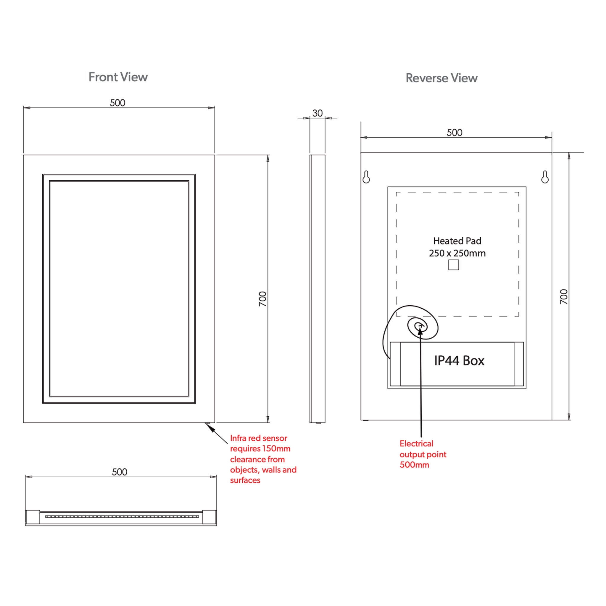 HiB Outline 50 LED Mirror 50 x 70cm