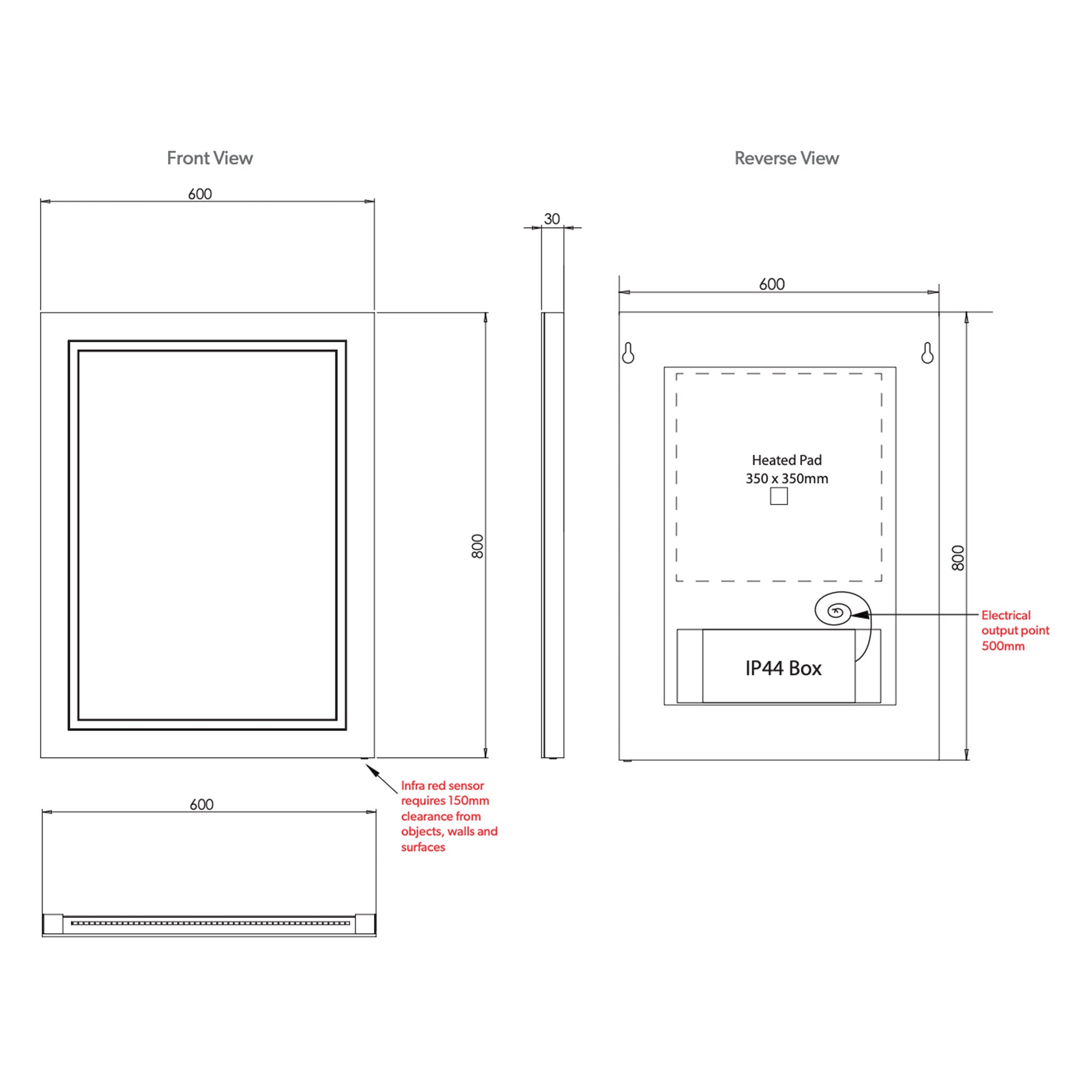 HiB Outline 60 LED Mirror 60 x 80cm