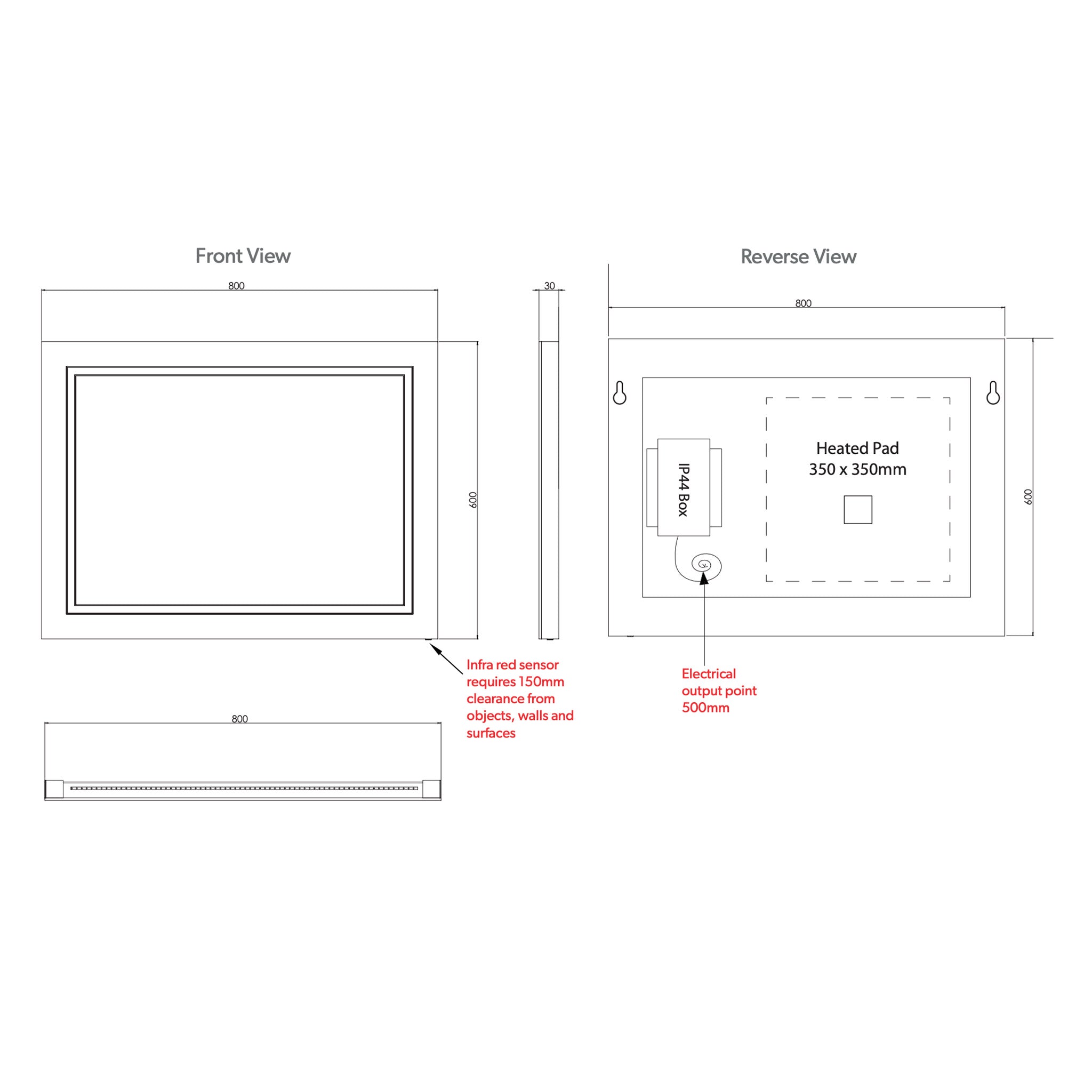 HiB Outline 80 LED Mirror 80 x 60cm