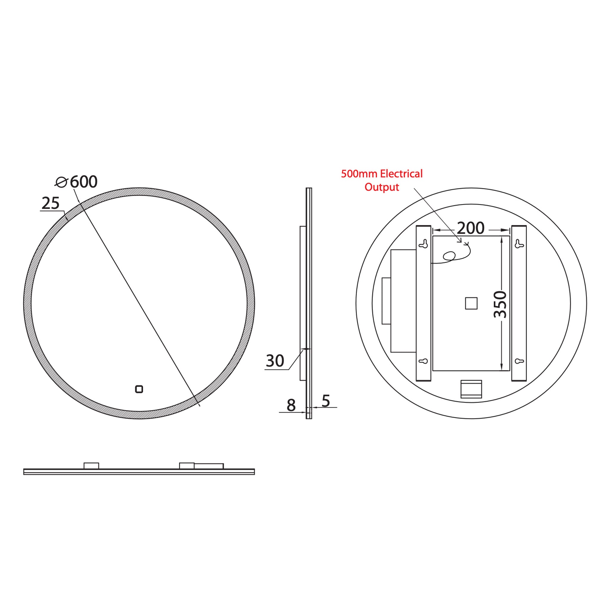 HiB Sphere 60 LED Mirror 60 x 60cm