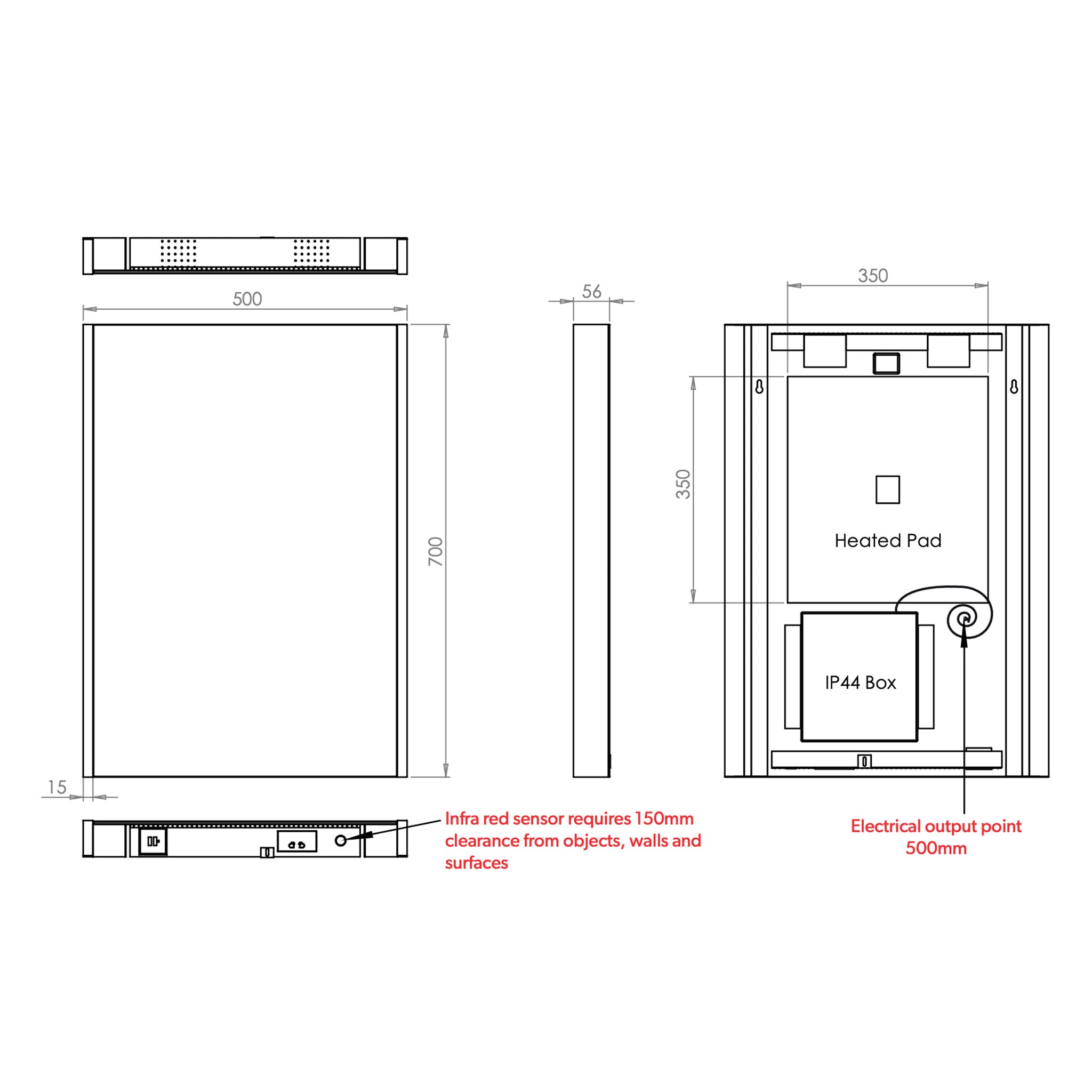 HiB Connect 50 LED Bluetooth Mirror 50 x 70cm