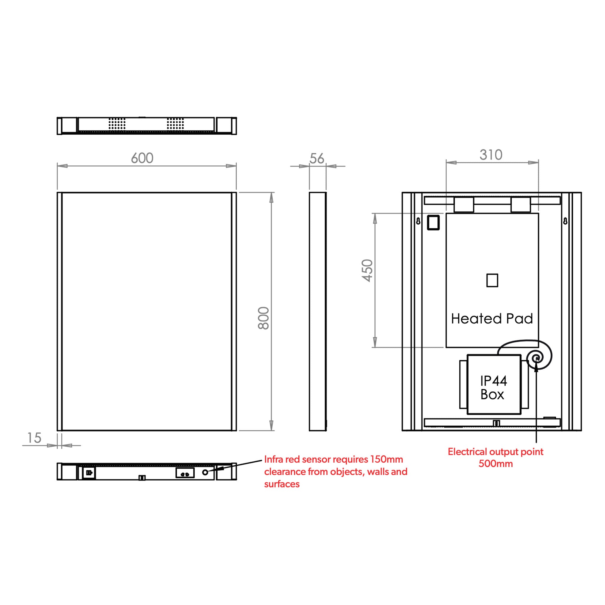 HiB Connect 60 LED Bluetooth Mirror 60 x 80cm