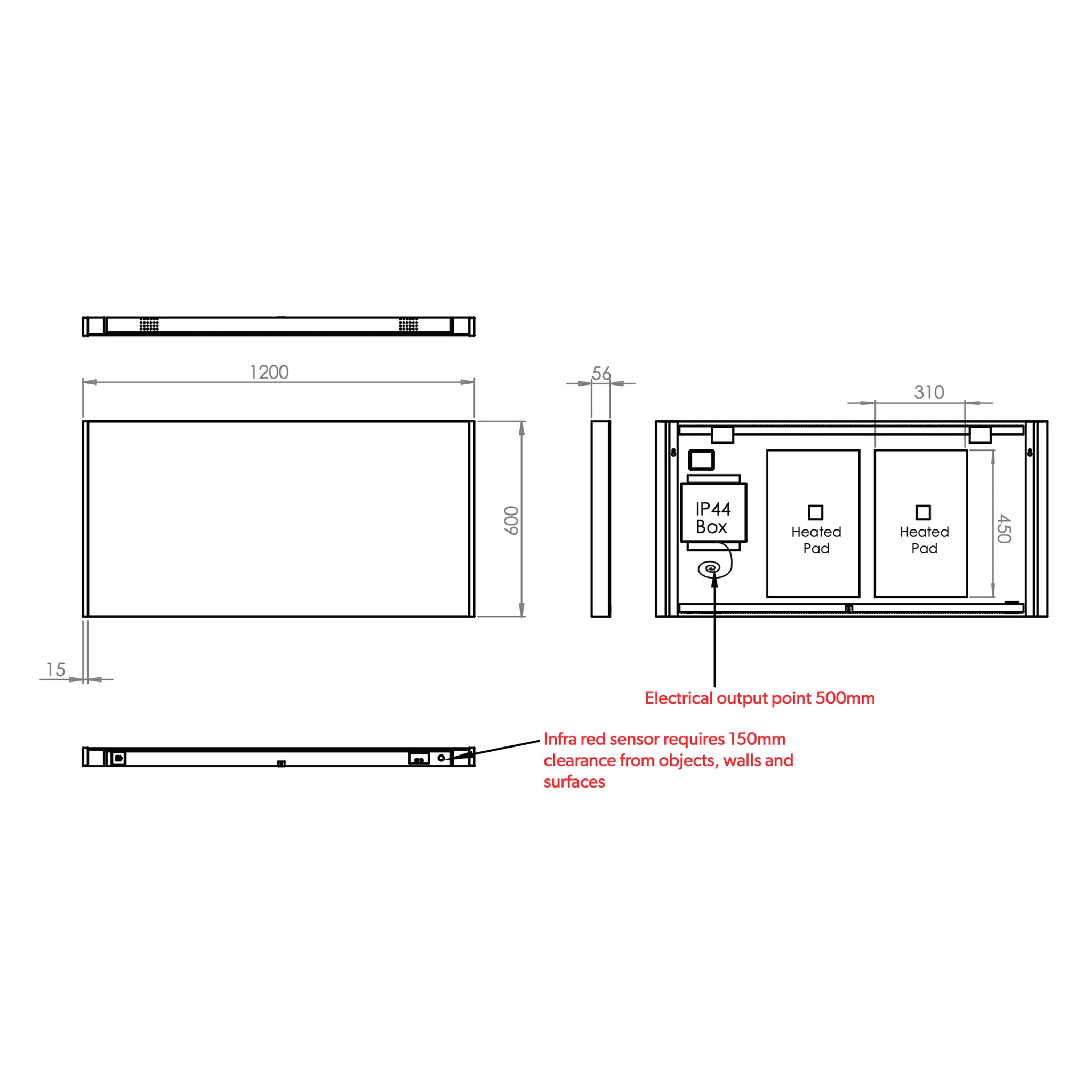 HiB Connect 120 LED Bluetooth Mirror 120 x 60cm