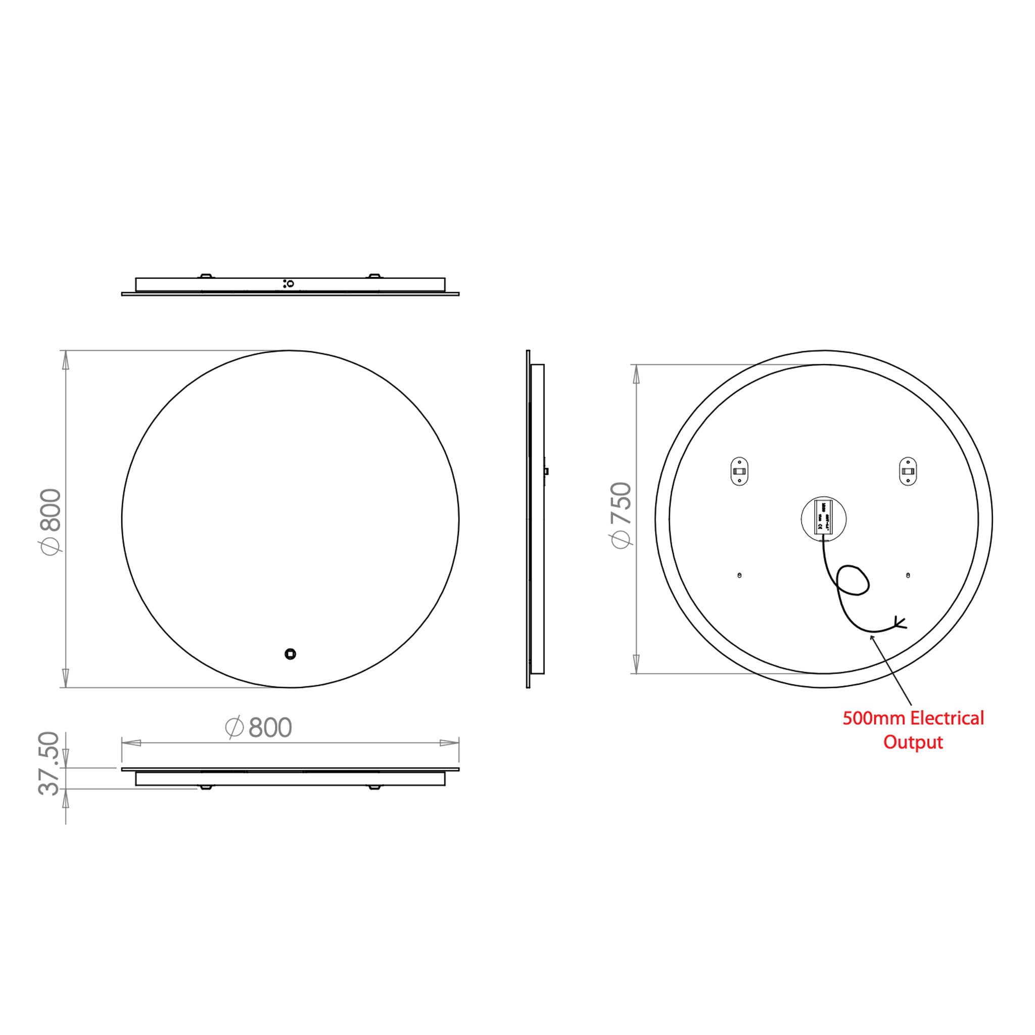 HiB Theme 80 LED Mirror 80 x 80cm