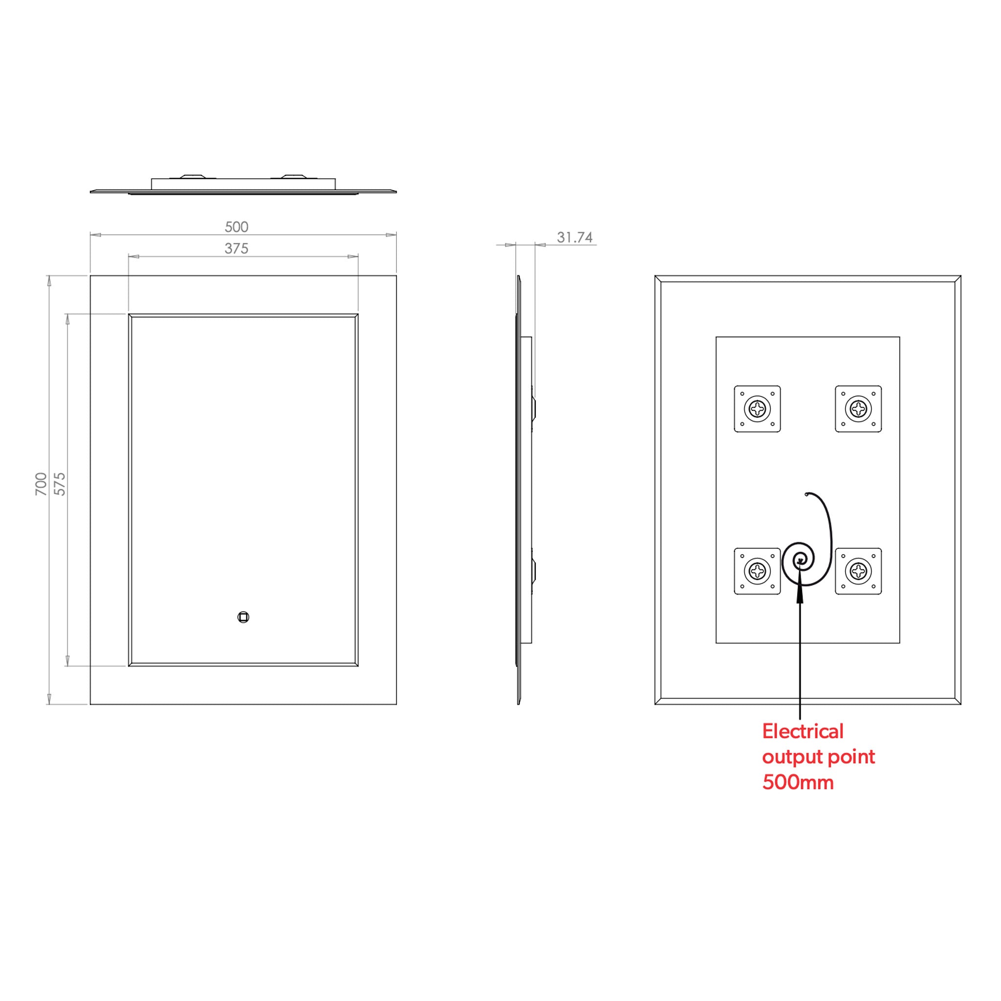 HiB Element 50 LED Mirror 50 x 70cm