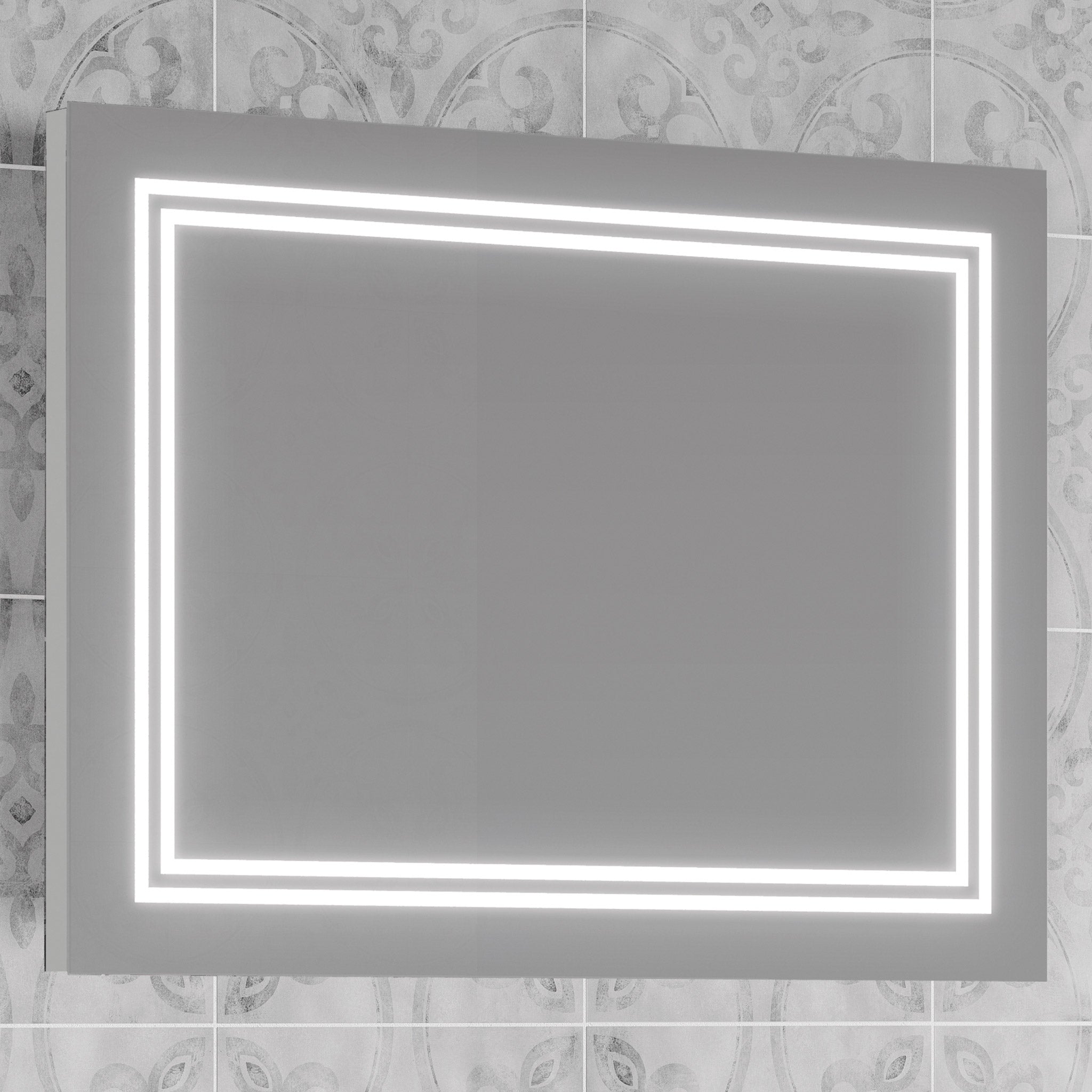 HiB Boundary 80 LED Mirror With Charging Socket 80 x 60cm