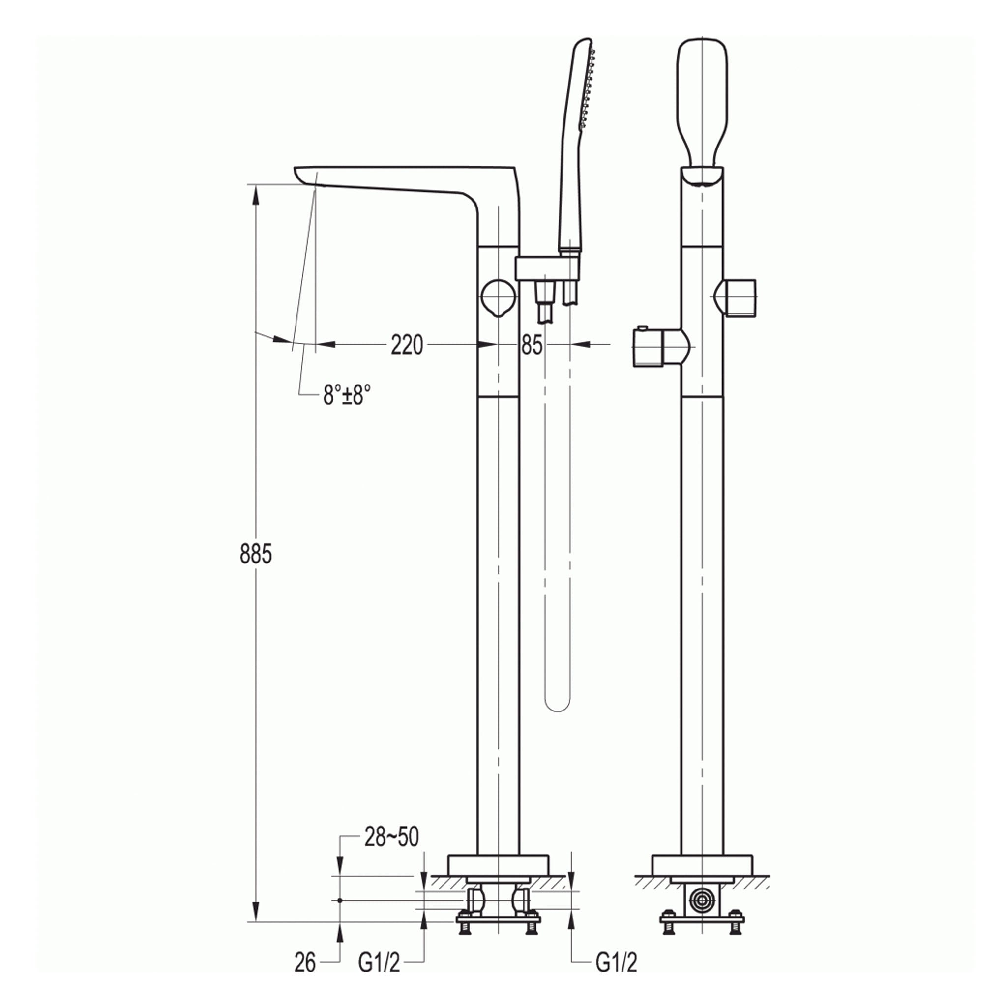 Flova Allore Thermostatic Floor Standing Bath Shower Mixer Tap