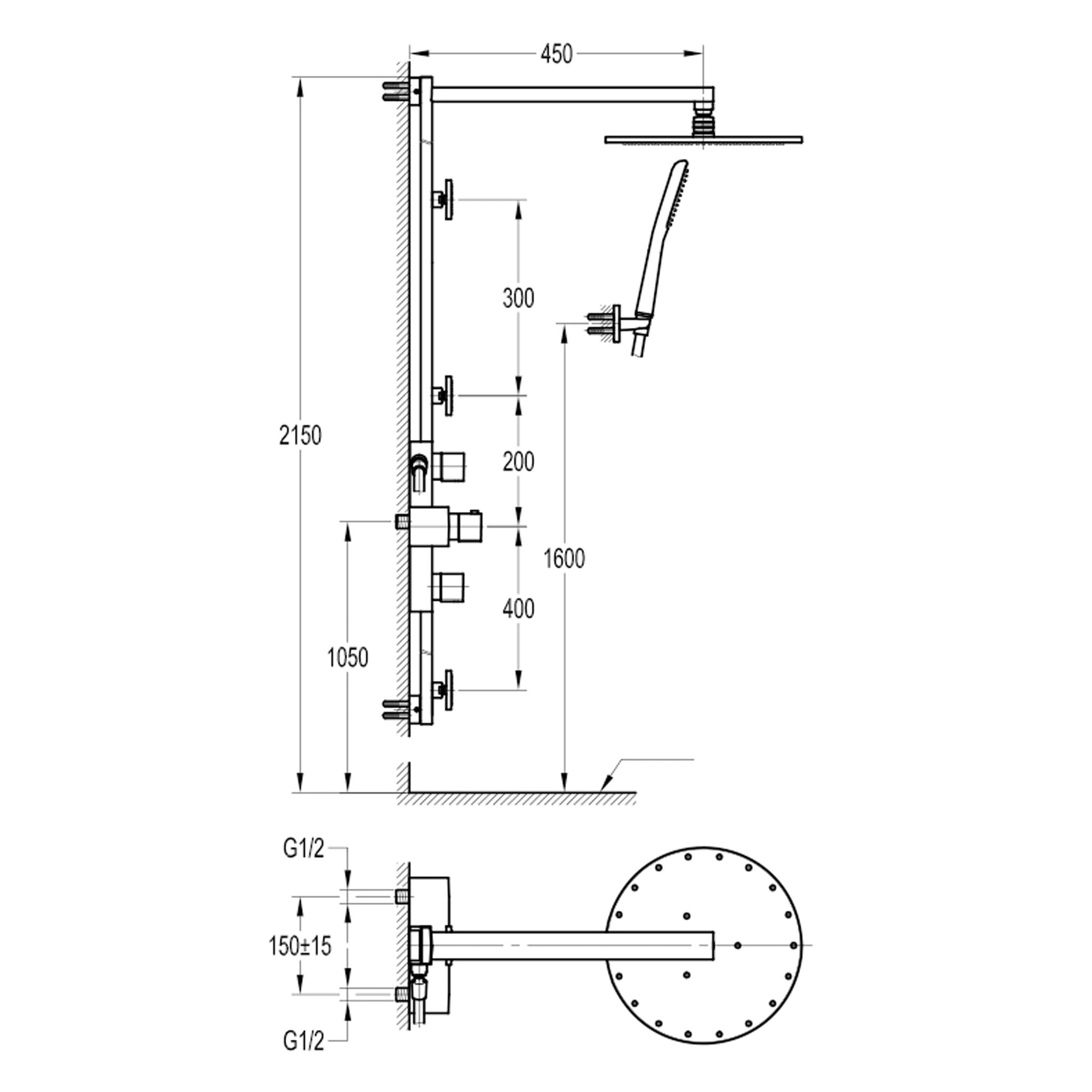 Flova Allore Exposed Thermostatic Shower Column With Body Jets