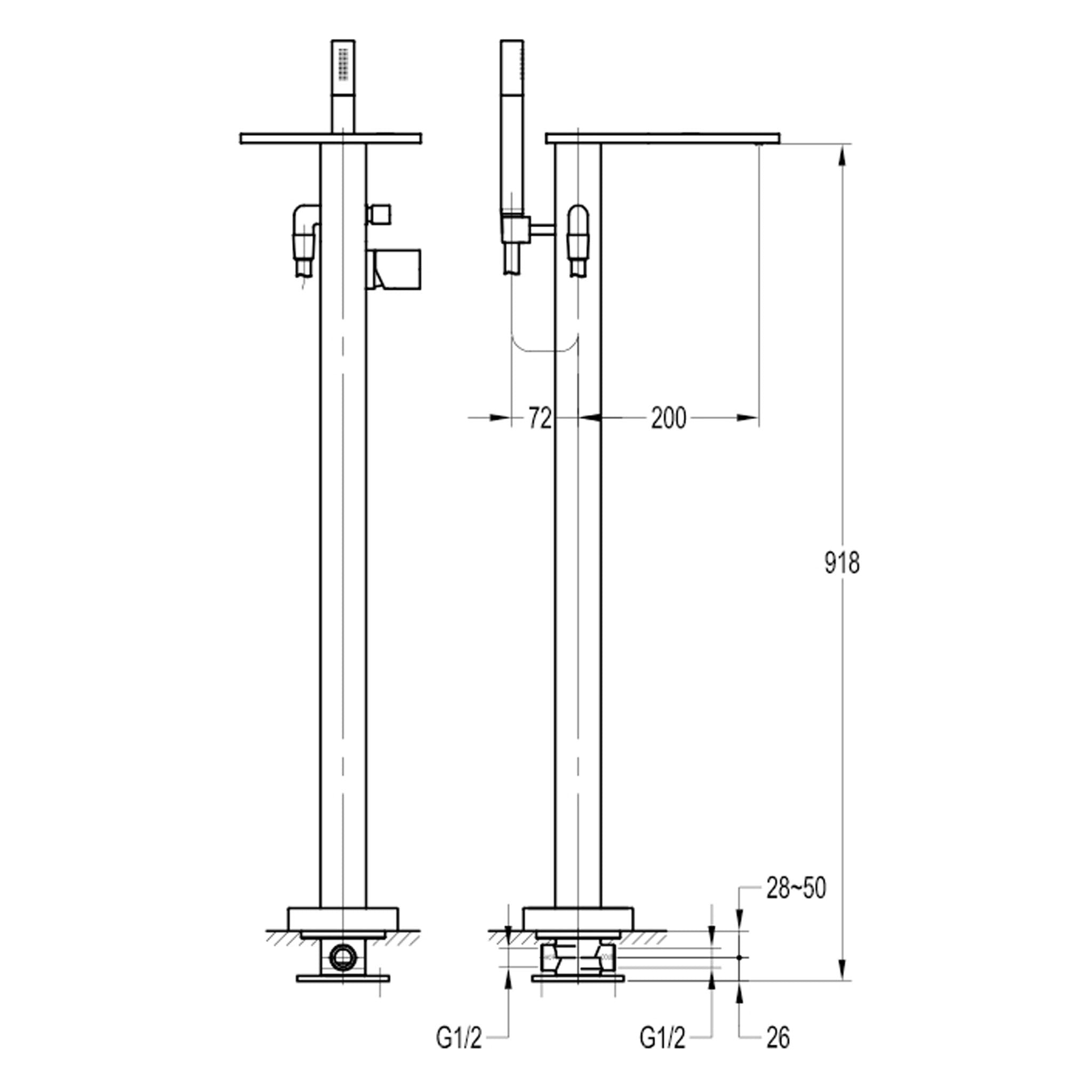 Flova Spring Floor Standing Bath Shower Mixer Tap With SmartBOX