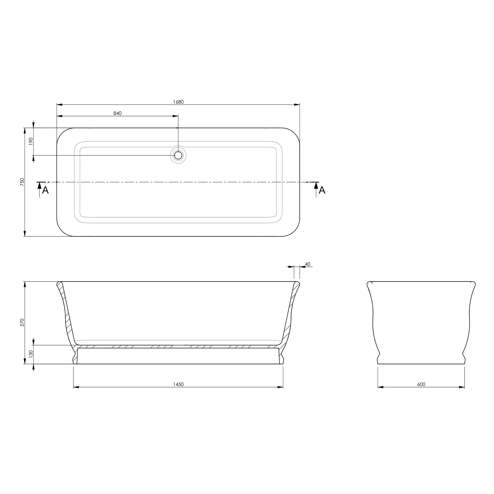 BC Designs Magnus Double Ended Cian Bath 1680 x 750mm