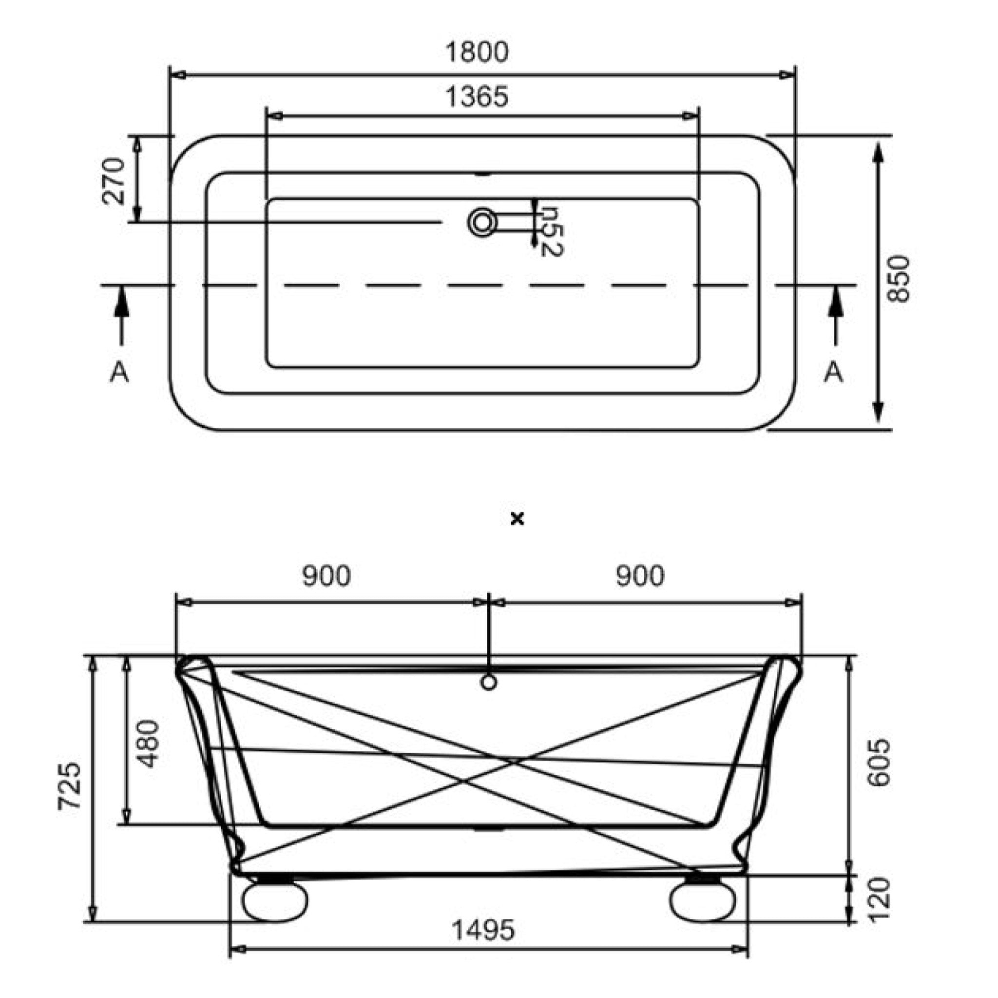 BC Designs Senator Double Ended Cian Bath 1804 x 850mm