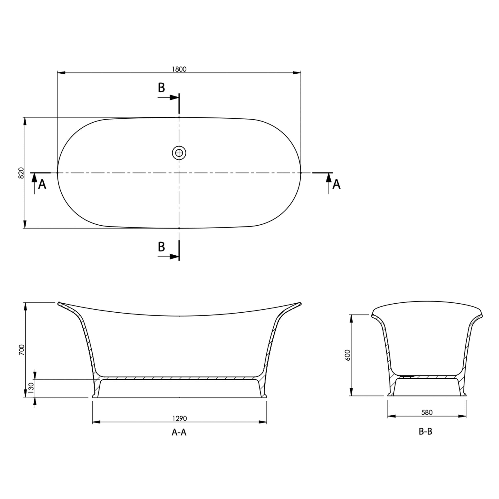 BC Designs Wivenhoe Double Ended Cian Bath 1800 x 820mm