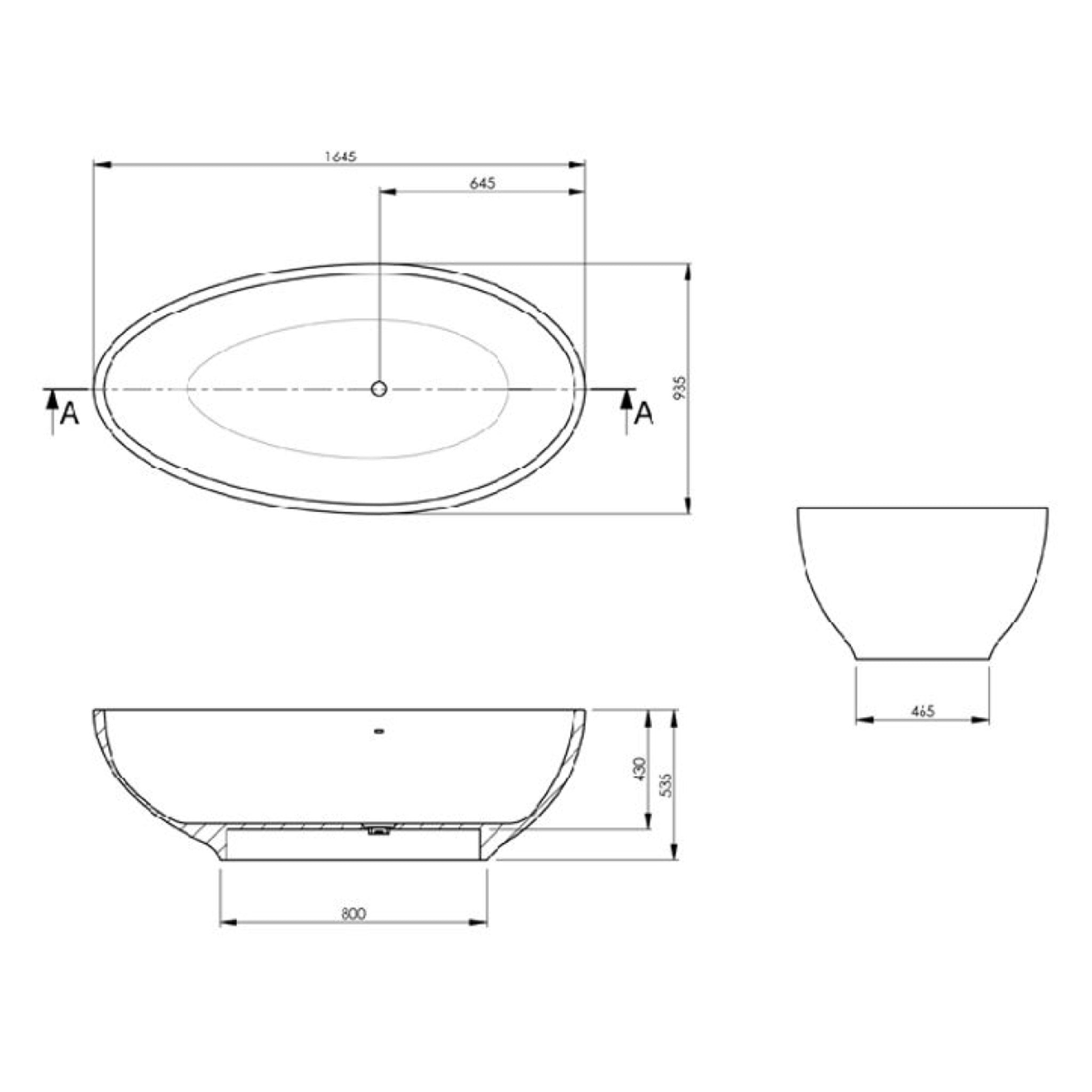 BC Designs Gio Double Ended Cian Bath 1645 x 935mm