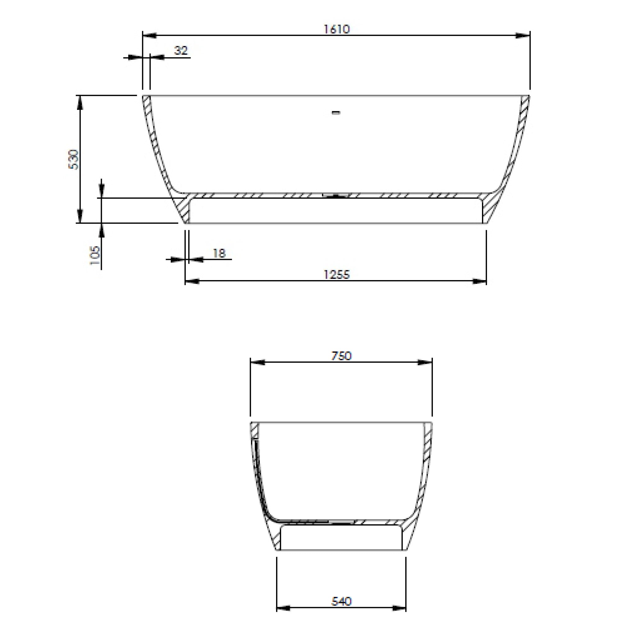 BC Designs Vive Double Ended Cian Bath 1610 x 750mm