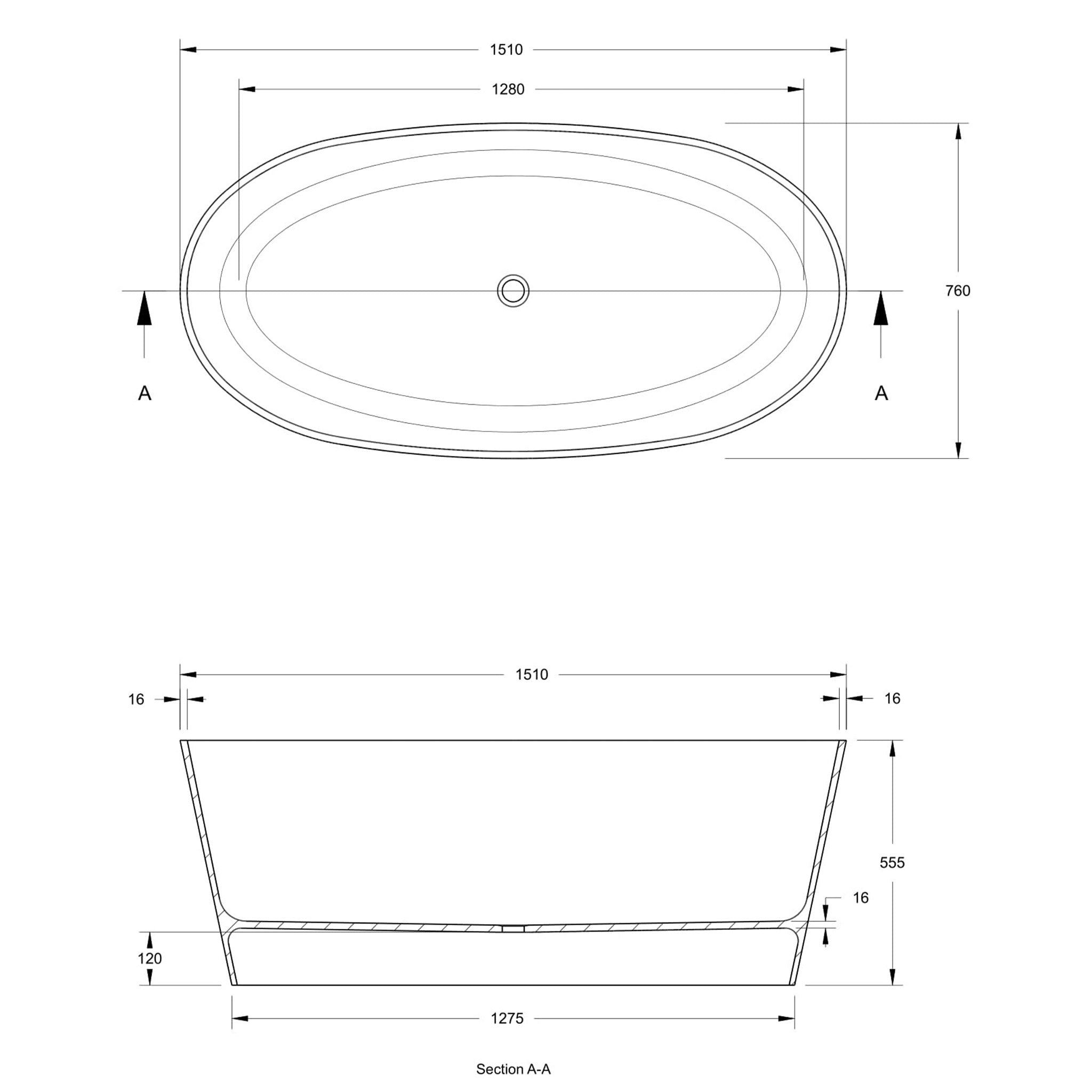 BC Designs Sorpressa Double Ended Cian Bath 1510 x 760mm