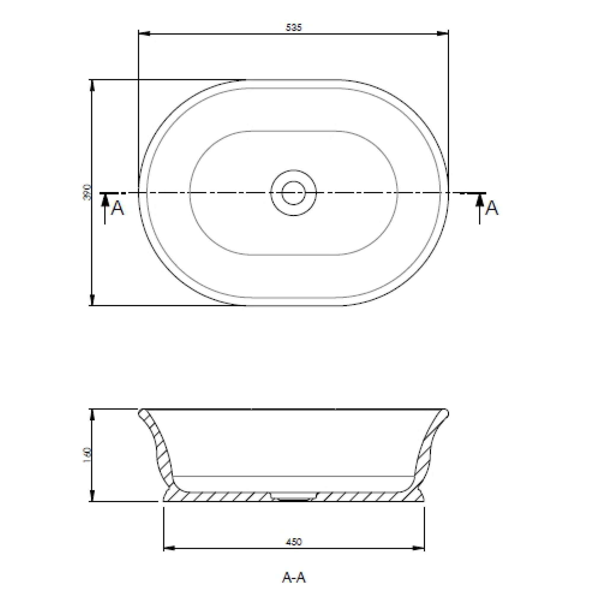 BC Designs Aurelius/Bampton Countertop Cian Basin 535 x 390mm