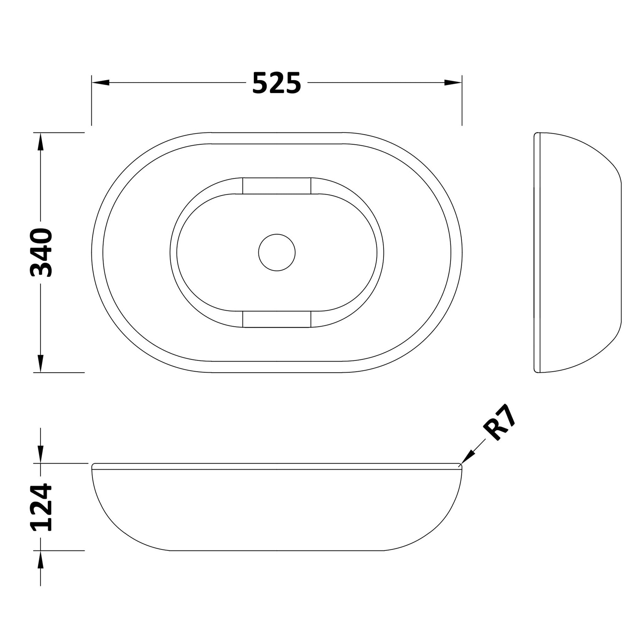 BC Designs Crea Countertop Cian Basin 525 x 340mm