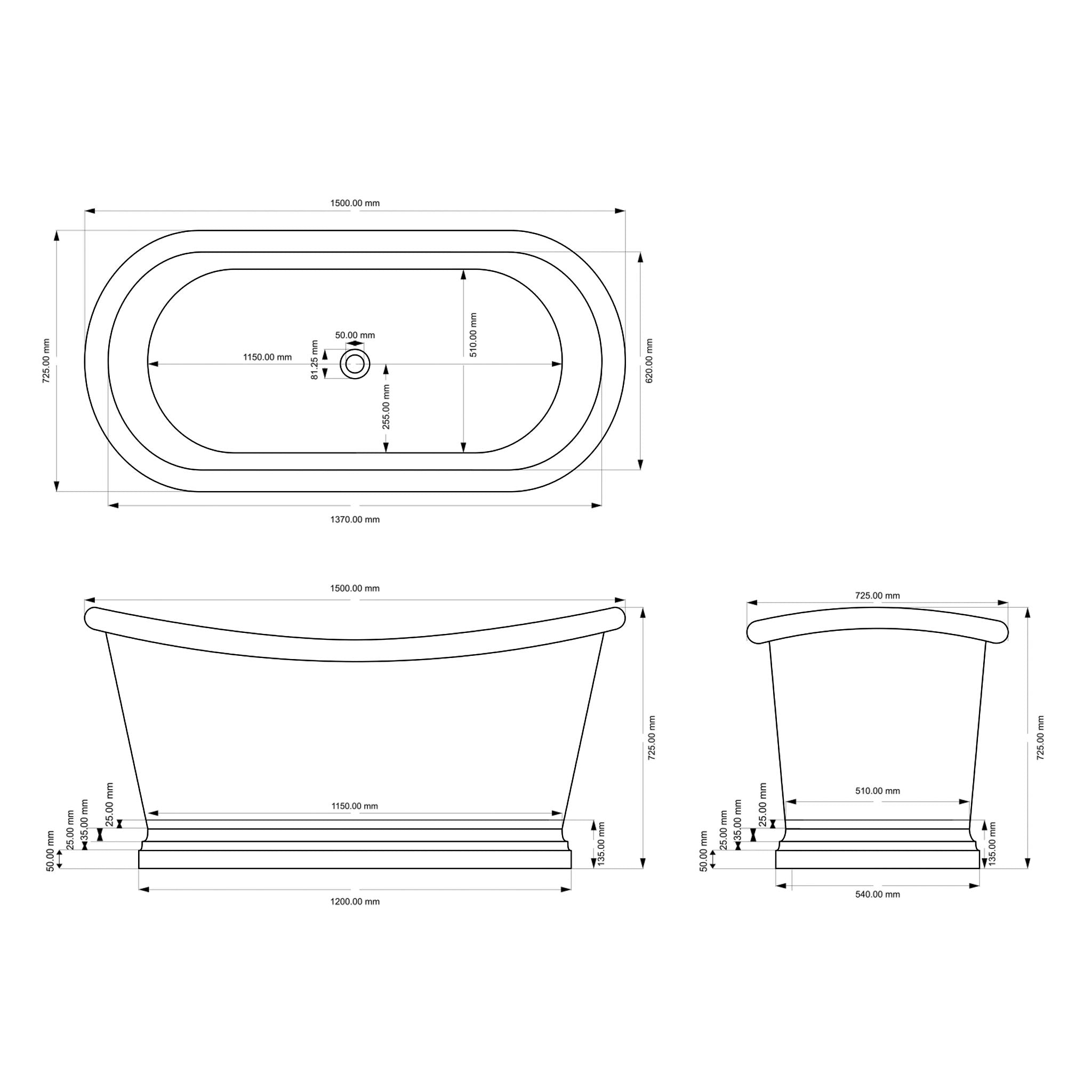 BC Designs Antique Copper Boat Double Ended Roll Top Bath