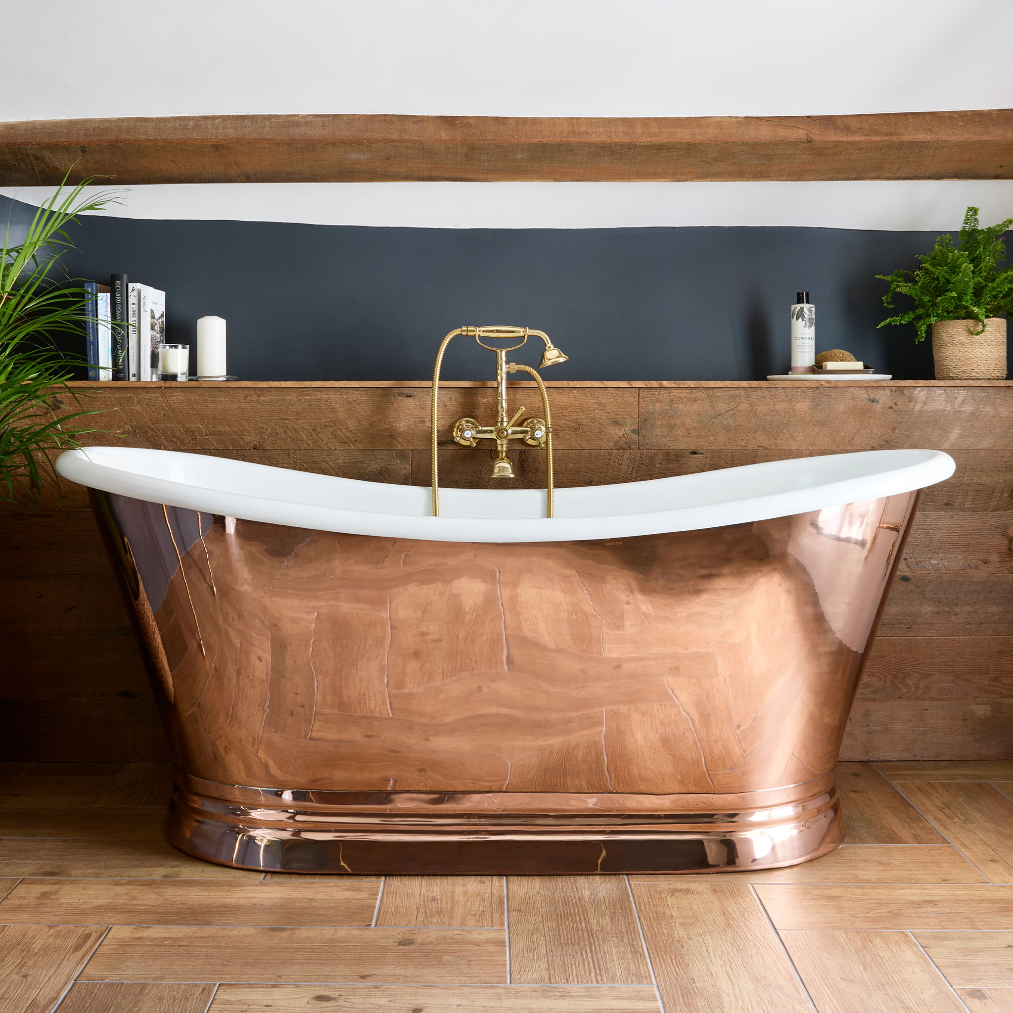 BC Designs Copper/Acrylic Boat Double Ended Roll Top Bath 1800 x 800mm