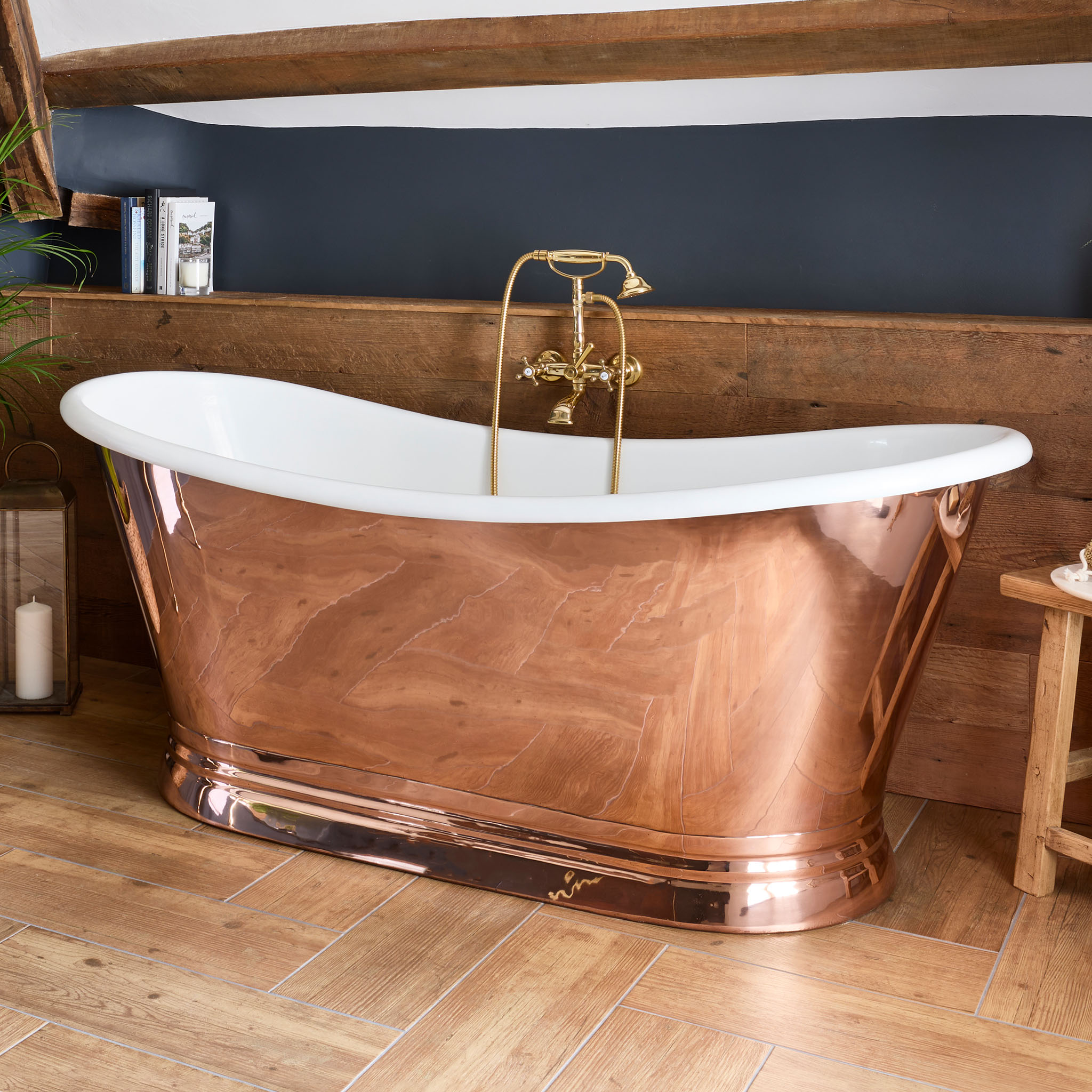 BC Designs Copper/Acrylic Boat Double Ended Roll Top Bath 1800 x 800mm