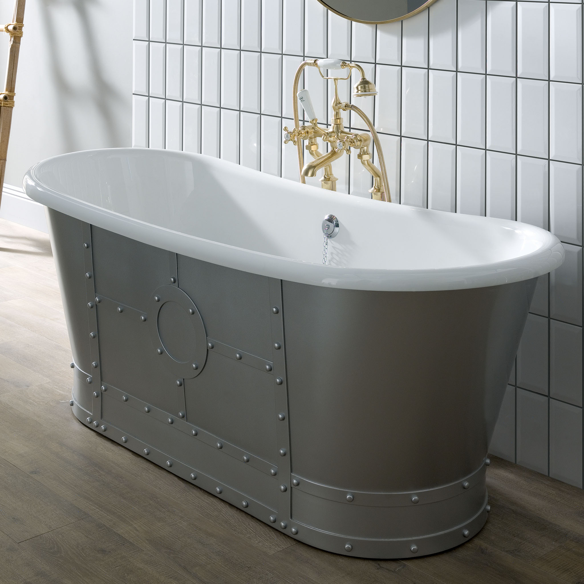 BC Designs Acrylic Industriale The Boat Double Ended Roll Top Bath 1730 x 690mm