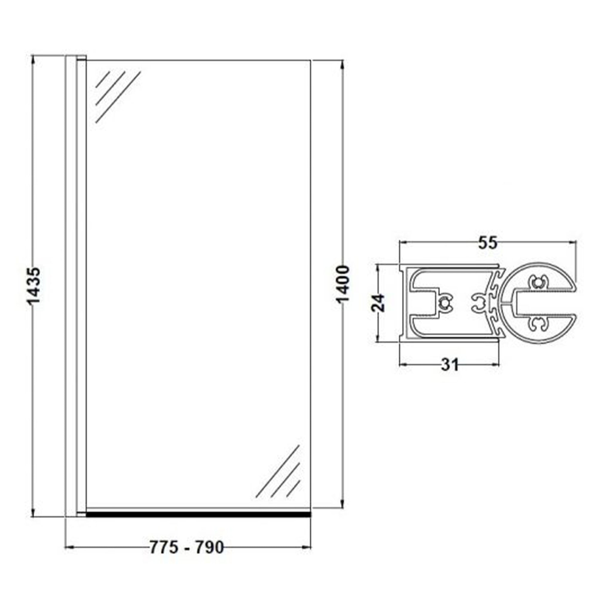 BC Designs Straight Bath Screen