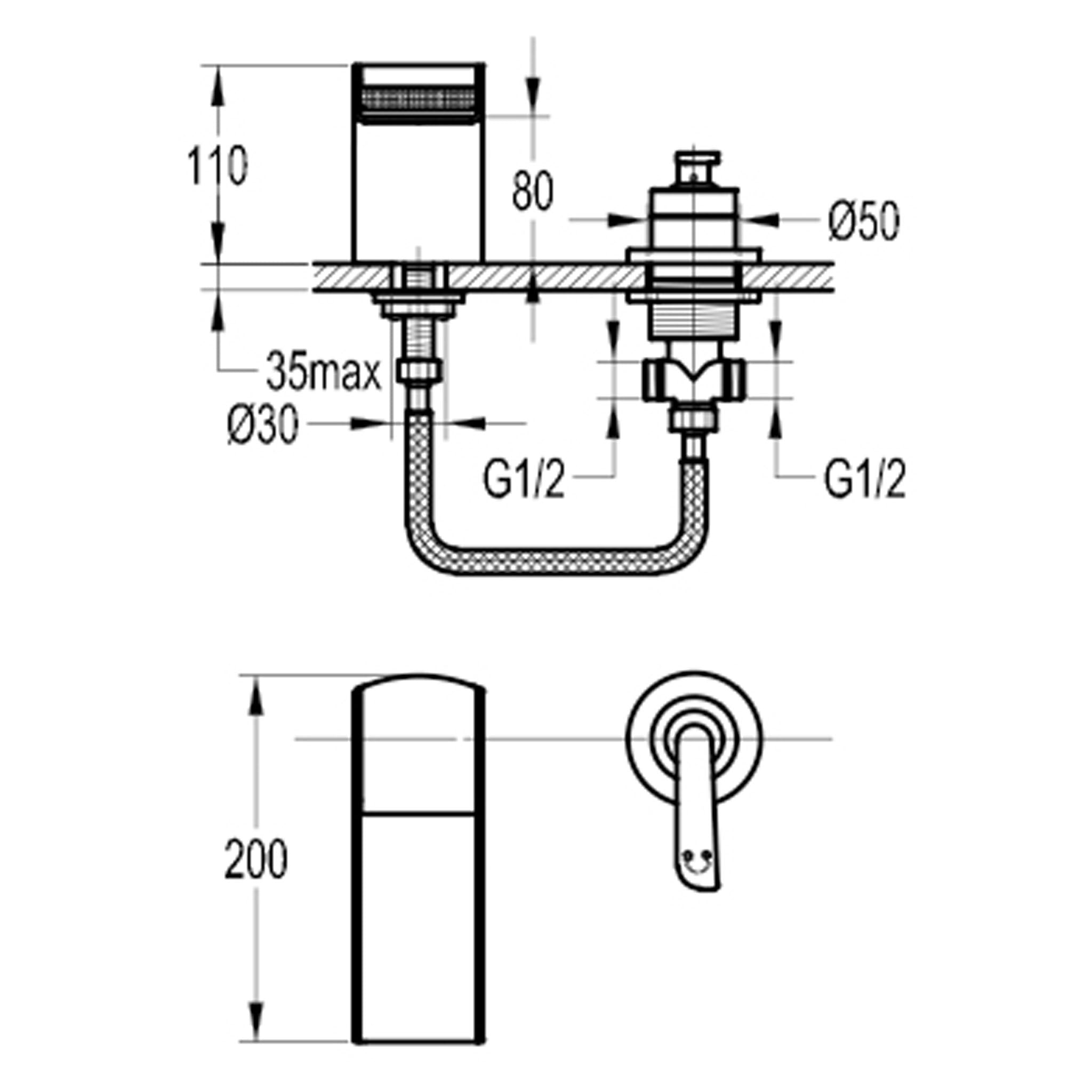 Flova Cascade 2-Hole Deck Mounted Bath Filler Tap