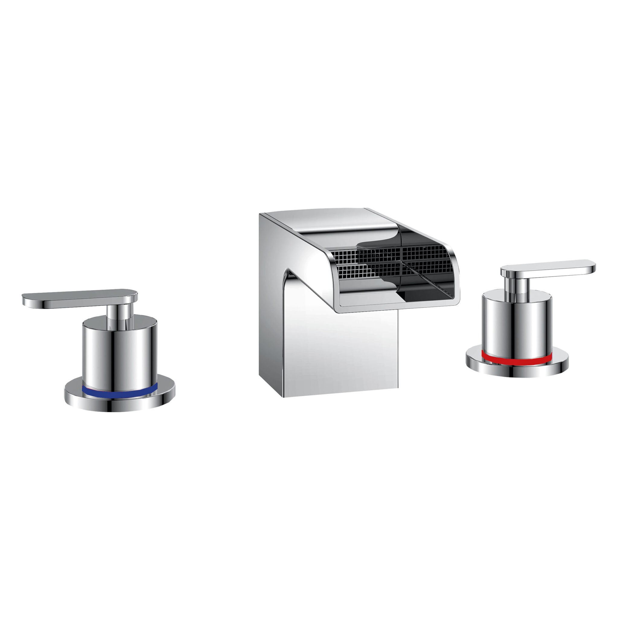 Flova Cascade 3-Hole Deck Mounted Basin Mixer Tap & Waste