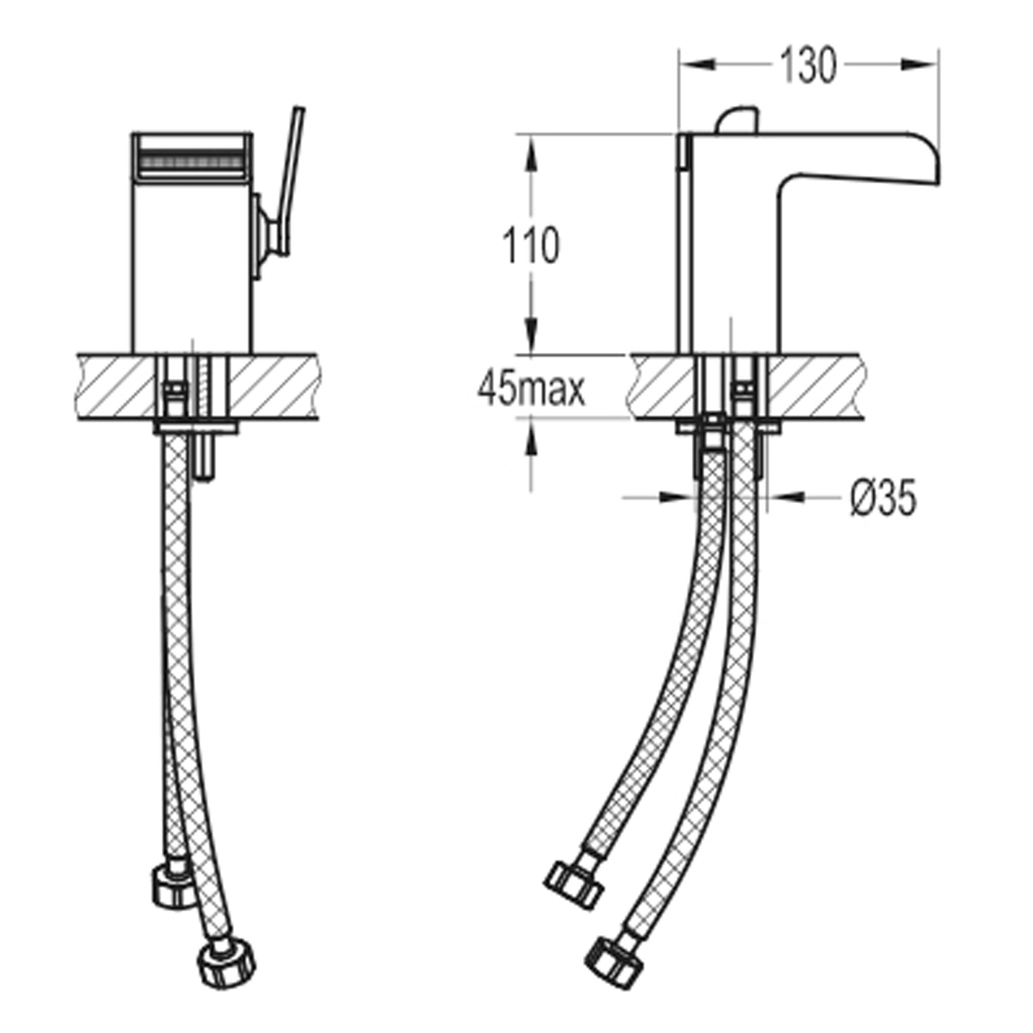 Flova Cascade 110mm Single Lever Basin Mixer Tap & Waste