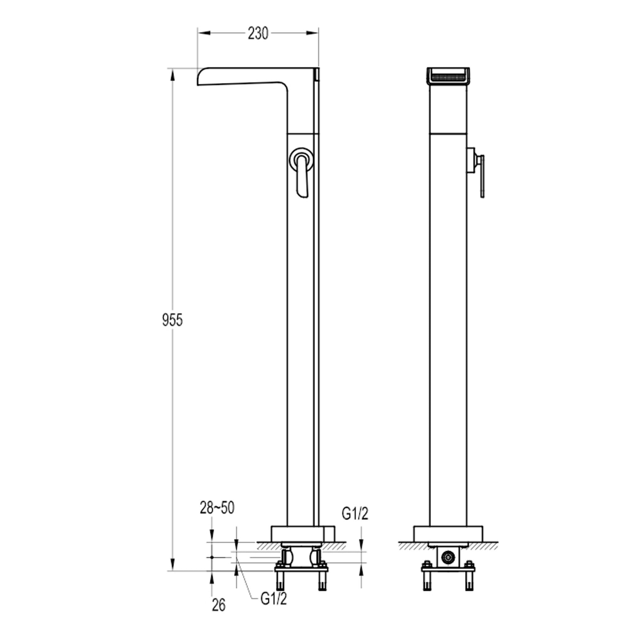 Flova Cascade Floor Standing Bath Filler Tap