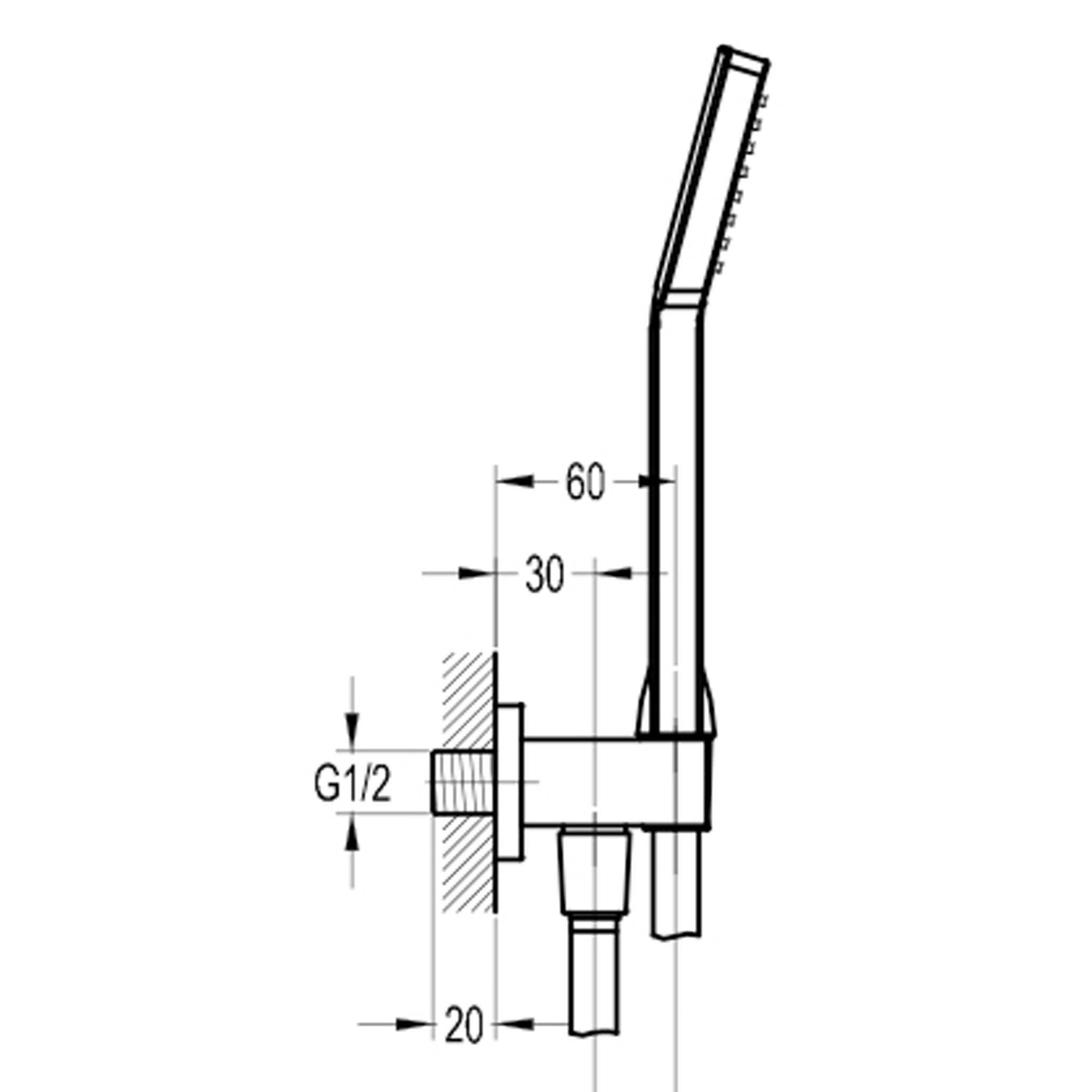 Flova Cascade Square ABS Single Function Handshower With Integral Wall Outlet & Bracket