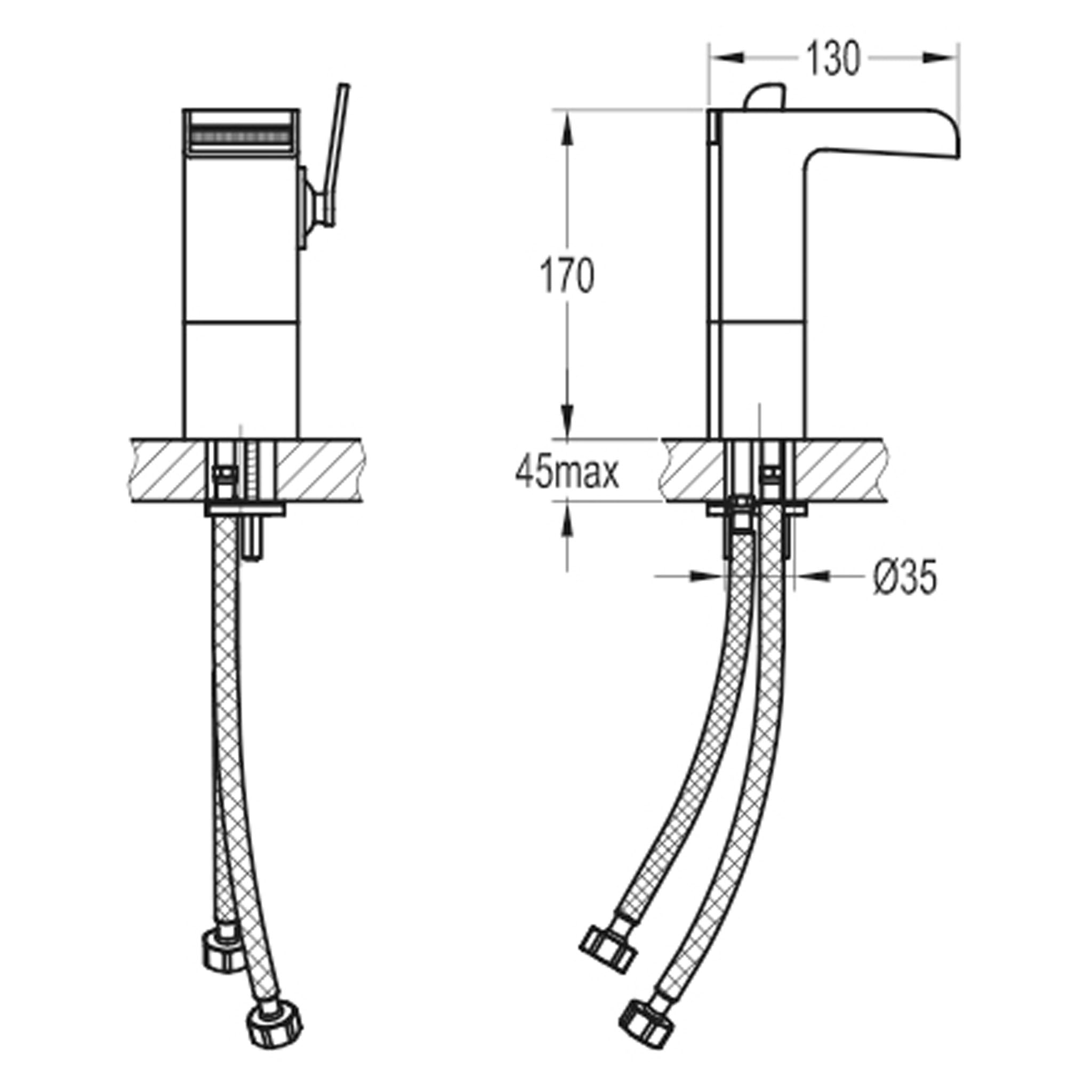 Flova Cascade 170mm Single Lever Basin Mixer Tap & Waste