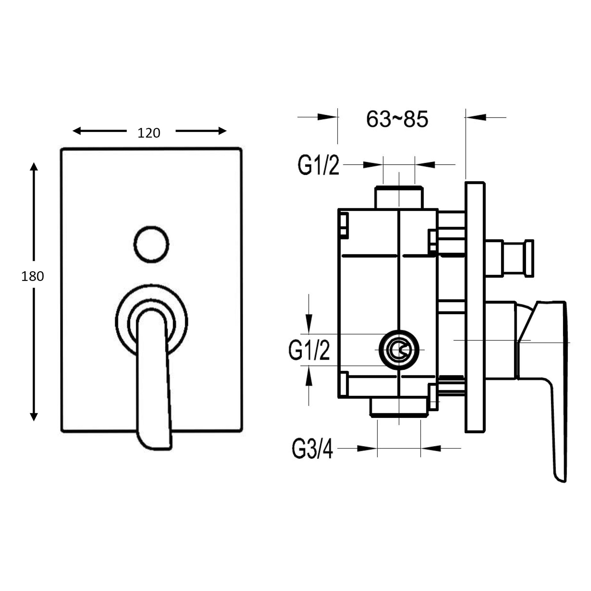 Flova Cascade Concealed 2-Outlet Manual Shower Mixer