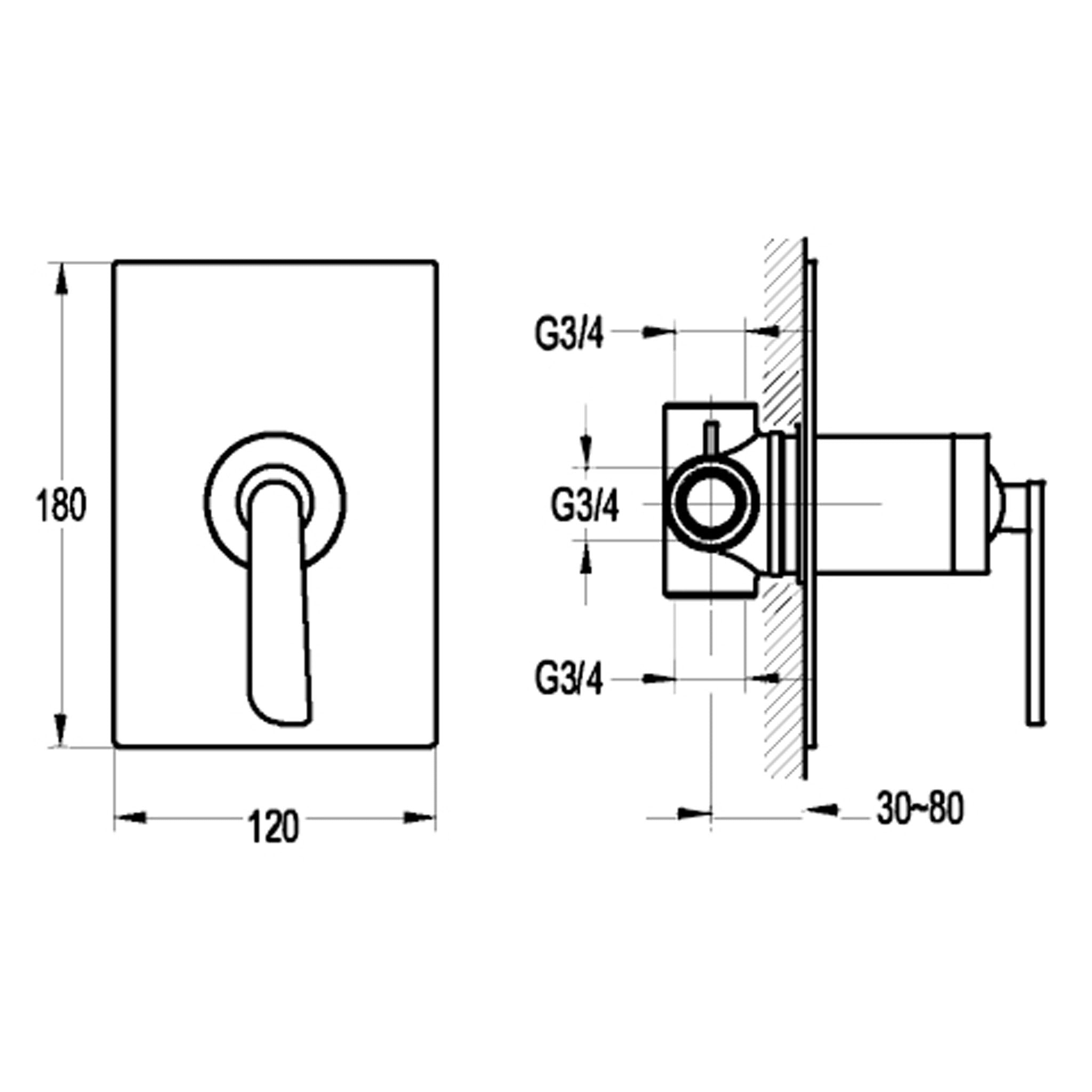 Flova Cascade Concealed Single Outlet Manual Shower Mixer