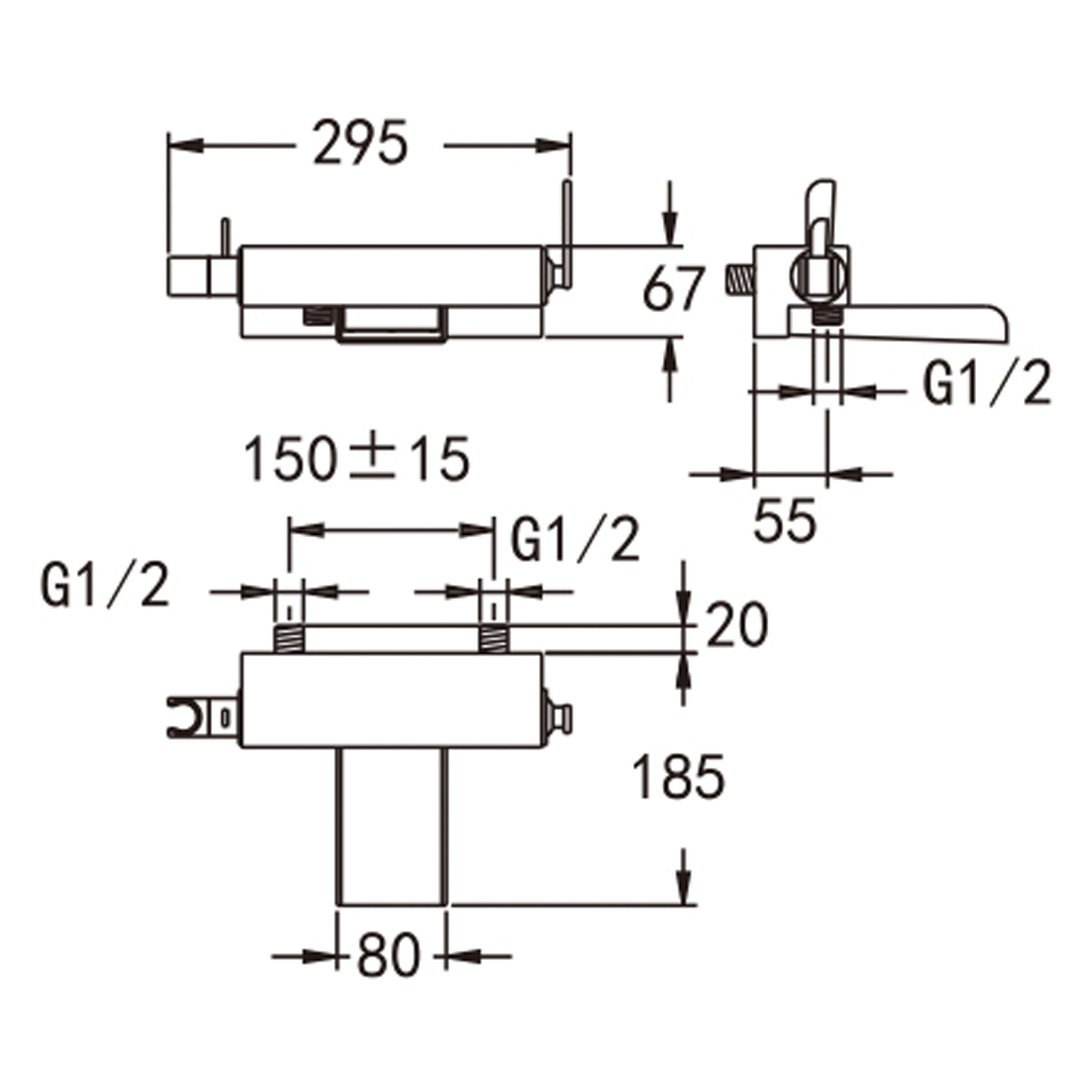 Flova Cascade Wall Mounted Bath Shower Mixer Tap