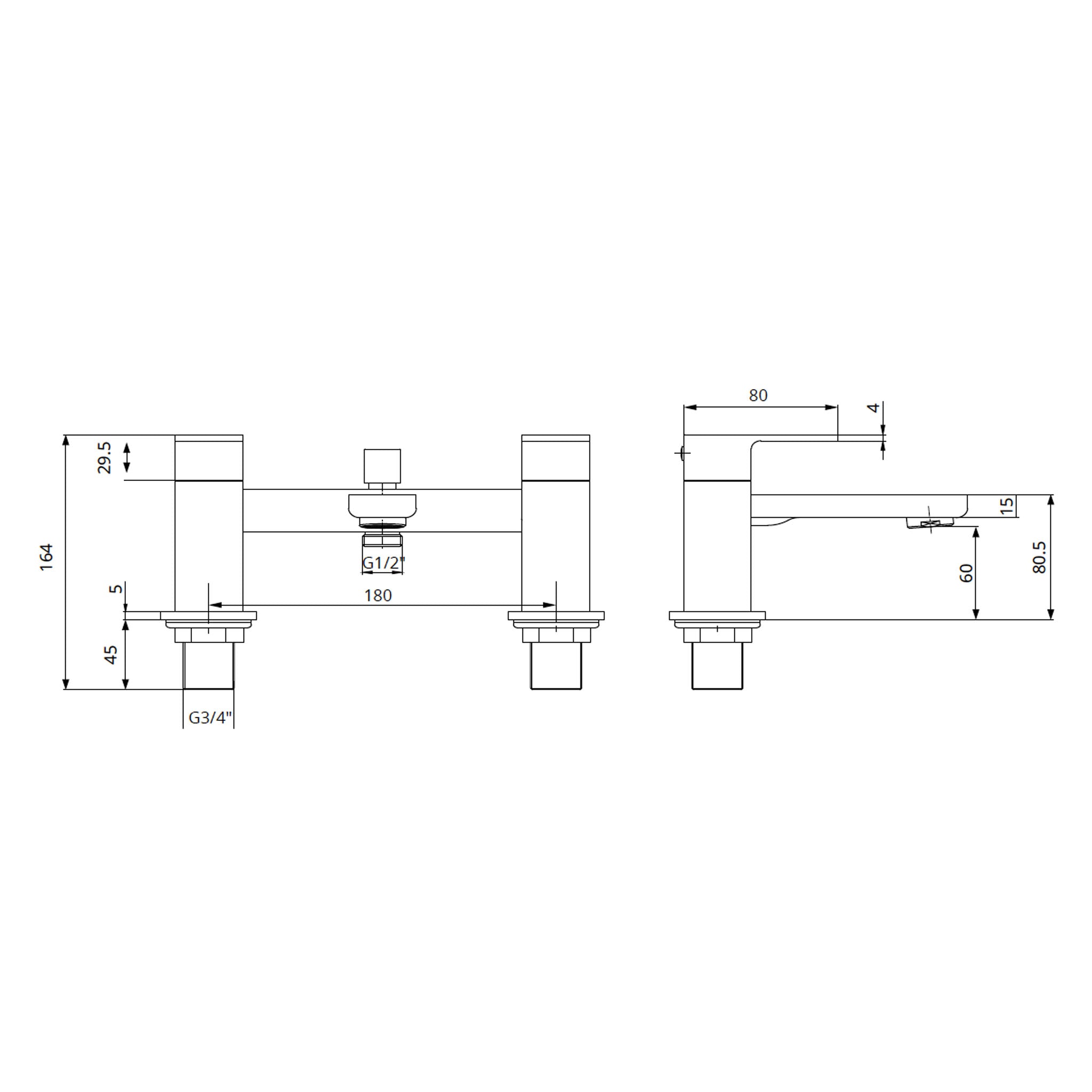 Sonas Contour Deck Mounted Bath Shower Mixer Tap