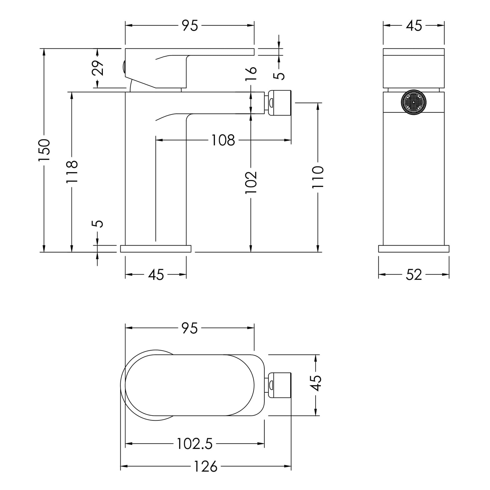 BC Designs Chelmsford Mono Bidet Mixer Tap & Waste