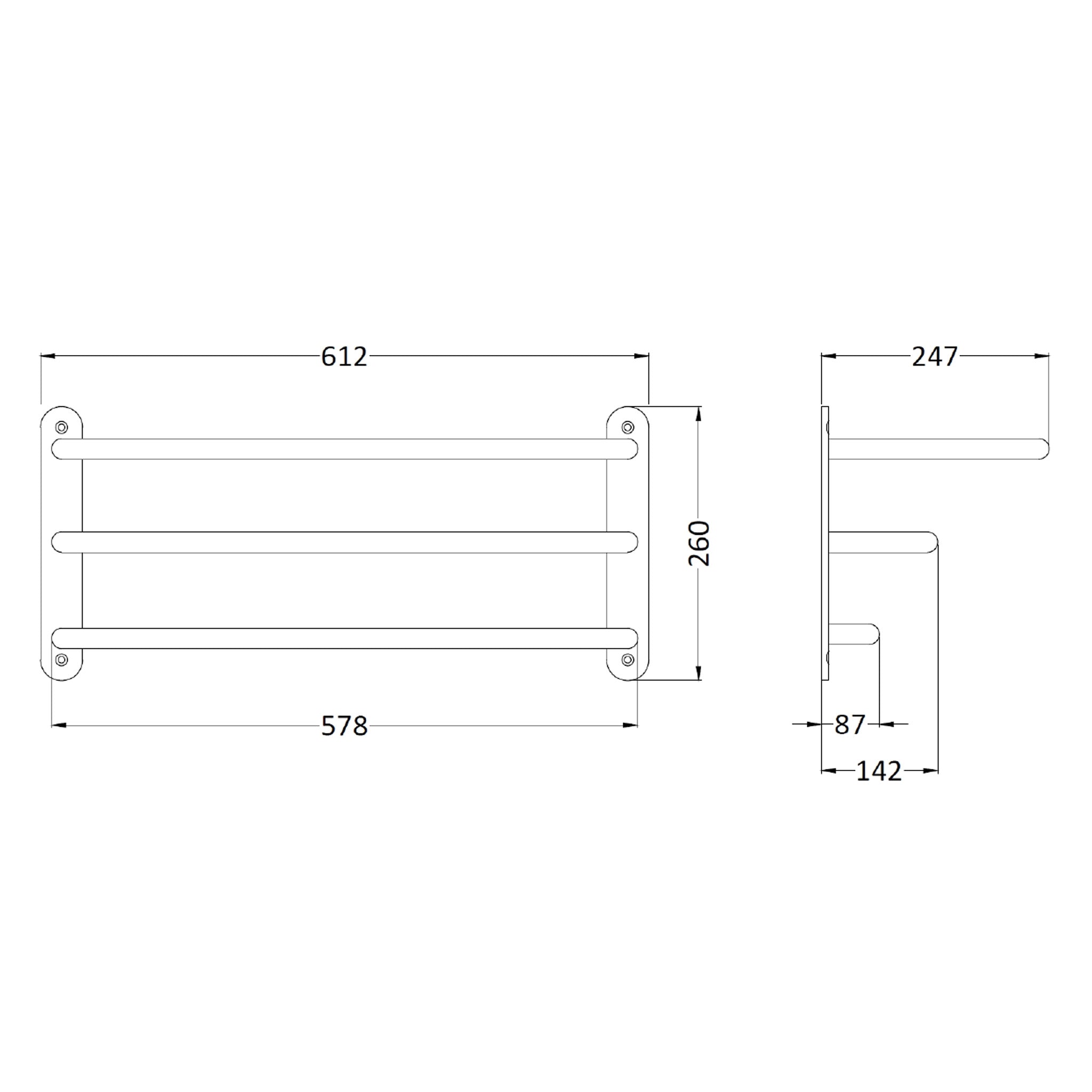 BC Designs Victrion 3 Tier Towel Rack 612mm