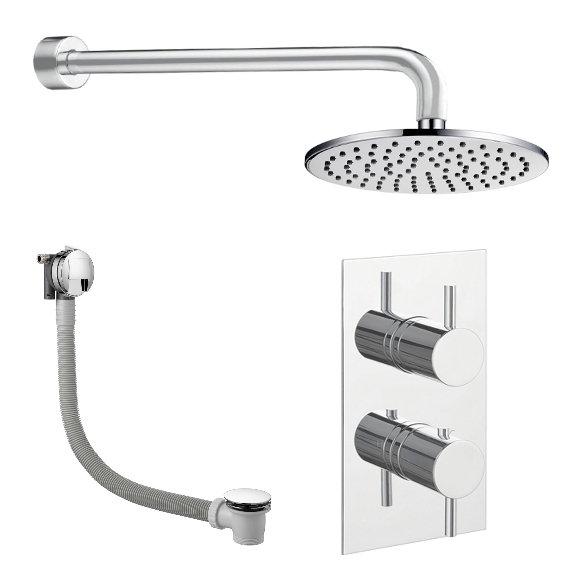 JTP Florence Round Thermostatic Shower Valve With Overhead Shower & Bath Filler