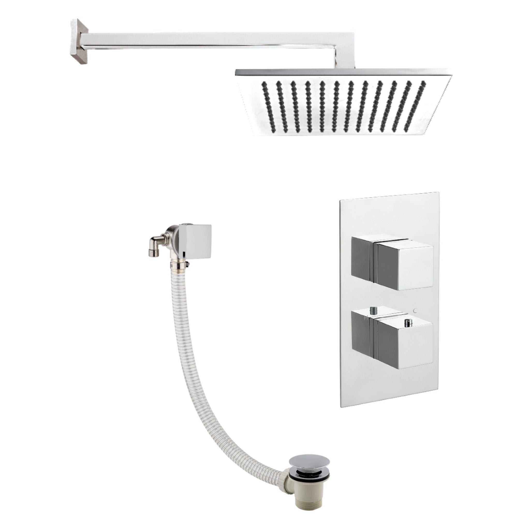 JTP Athena Square Thermostatic Shower Valve & Overhead Shower