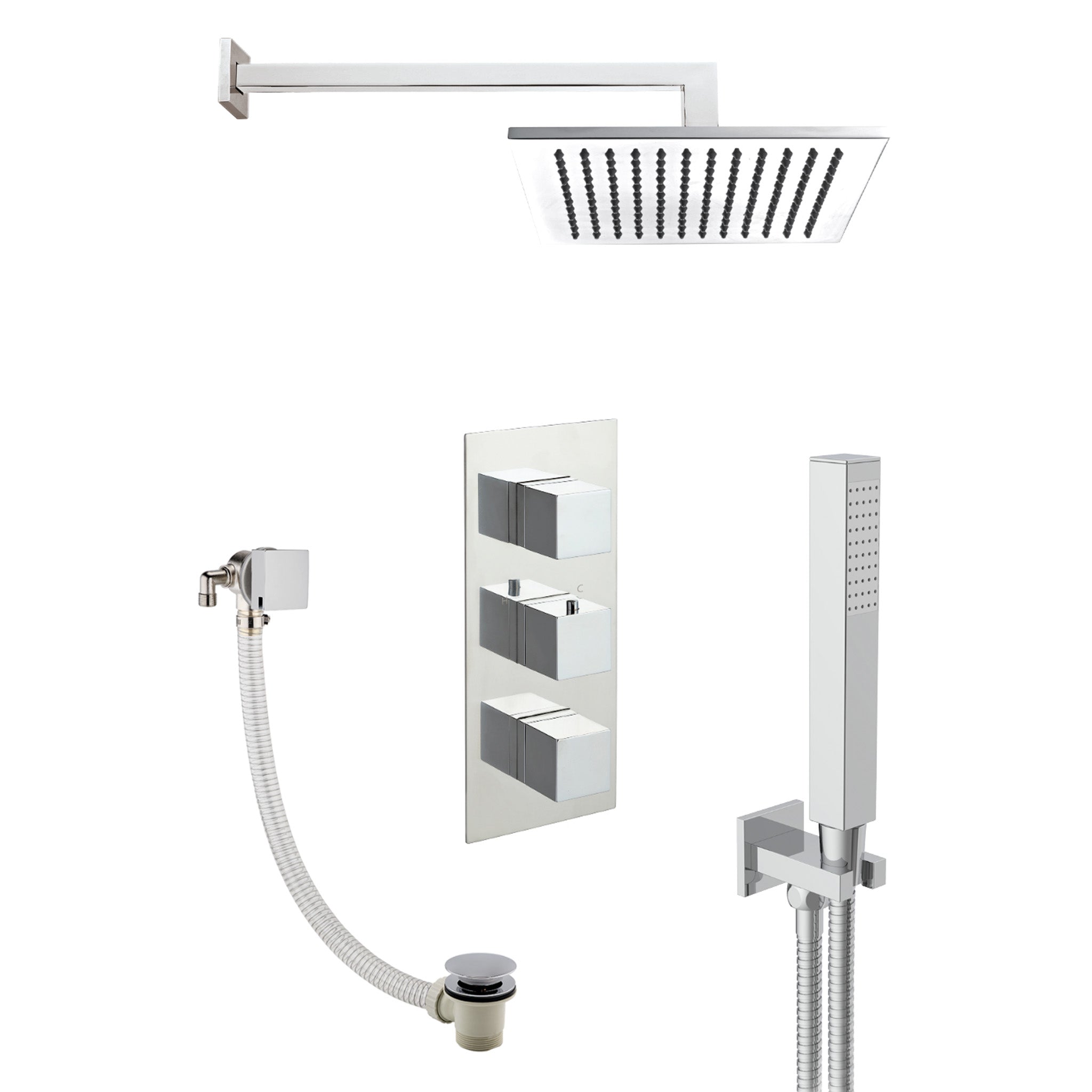 JTP Athena Square 3 Control Thermostatic Shower Kit